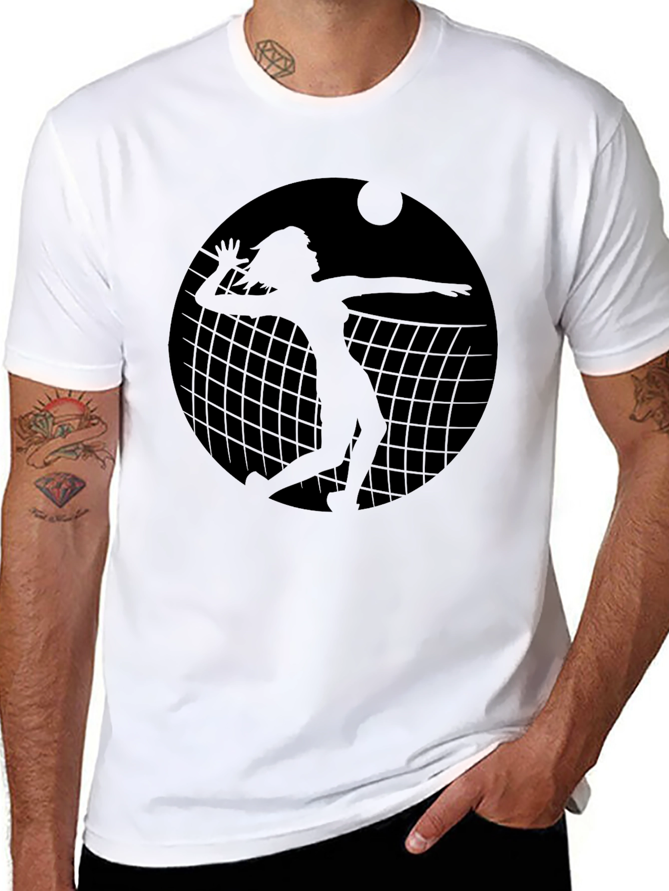 Black Volleyball Player Graphic T-Shirt - Black view 8
