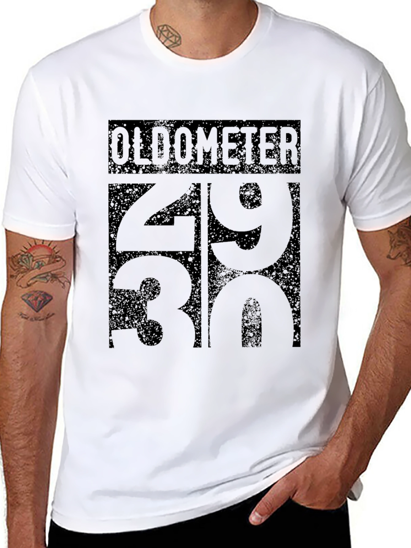 Black Oldometer T-Shirt - 29 Turning 30 Birthday Tee view 8