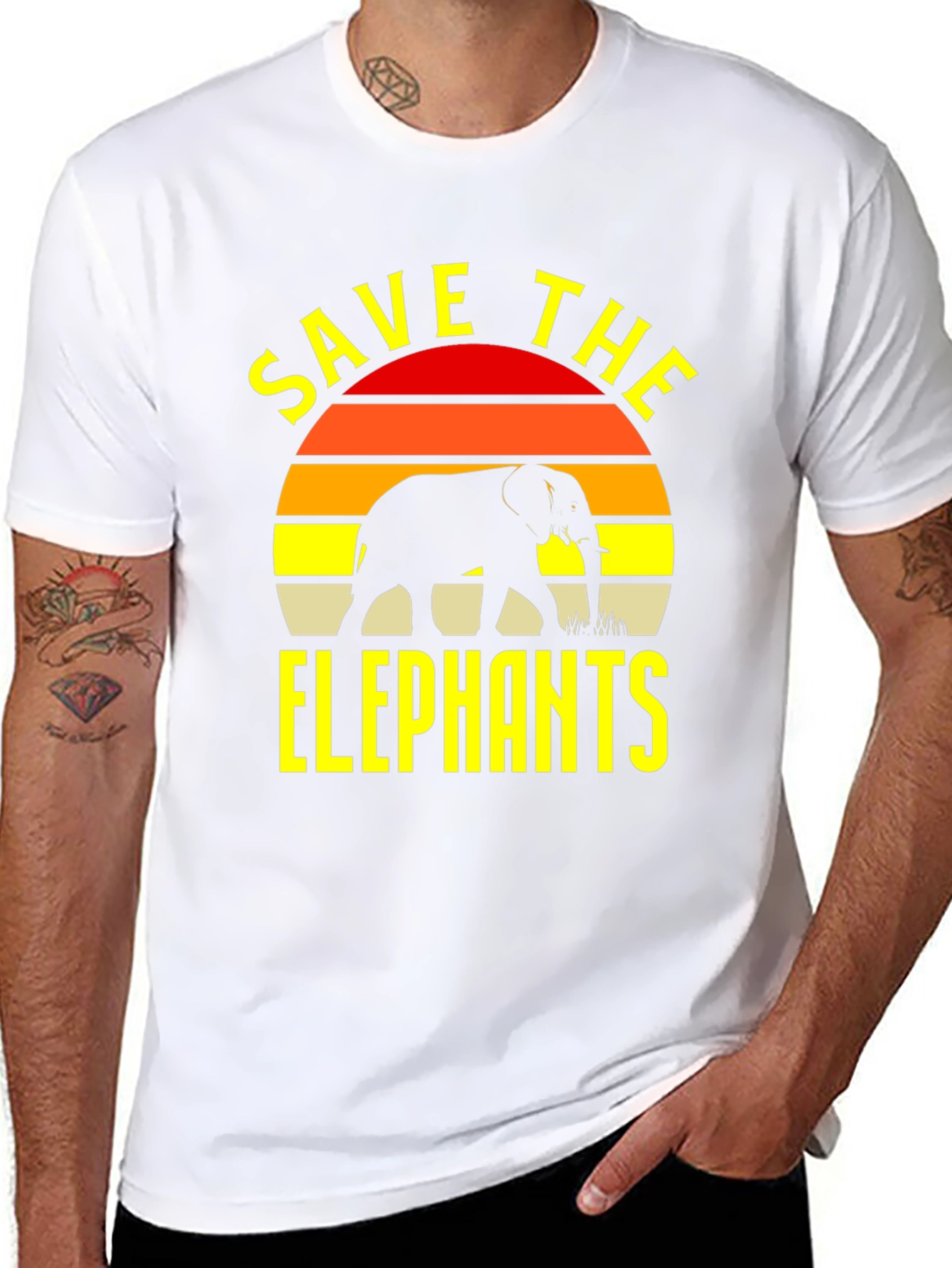 Black Save The Elephants T-Shirt Black Wildlife Conservation Tee view 8