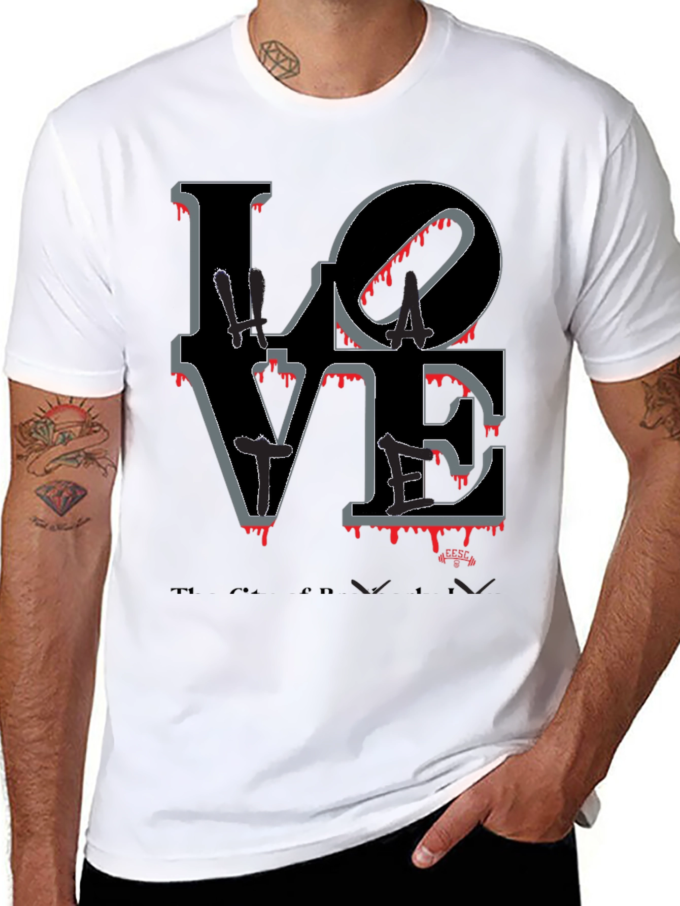 Black Bloody Love Graphic T-Shirt - Men's Crew Neck Tee view 8