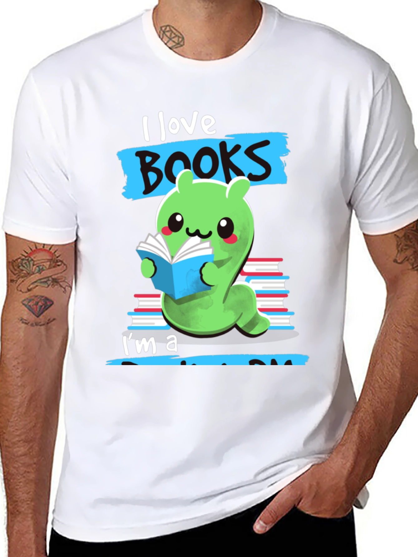 Black I Love Books Worm T-Shirt view 8