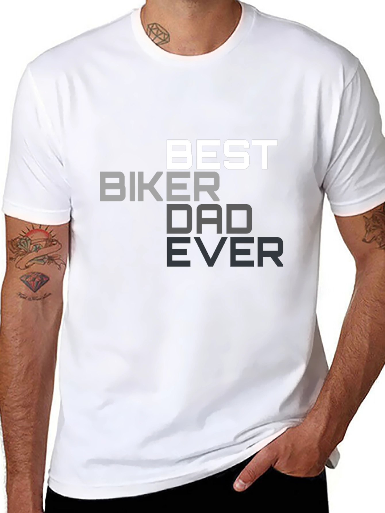 Black Best Biker Dad Ever Black T-Shirt view 8
