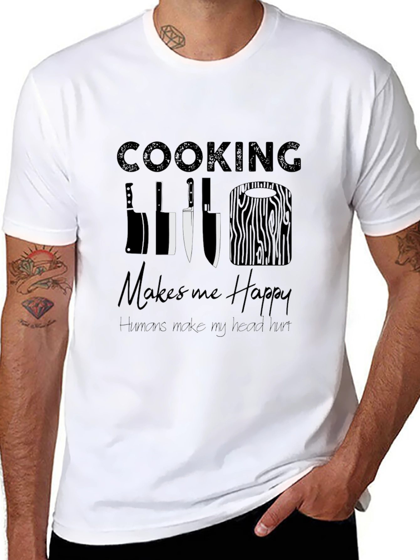Black Cooking Makes Me Happy Graphic Tee view 8