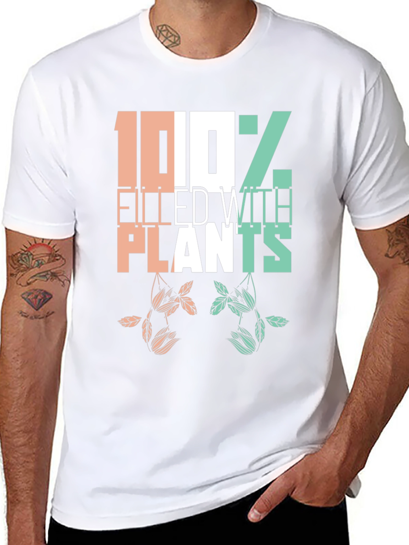 Black Plant Lover T-Shirt - 100% Filled with Plants view 8