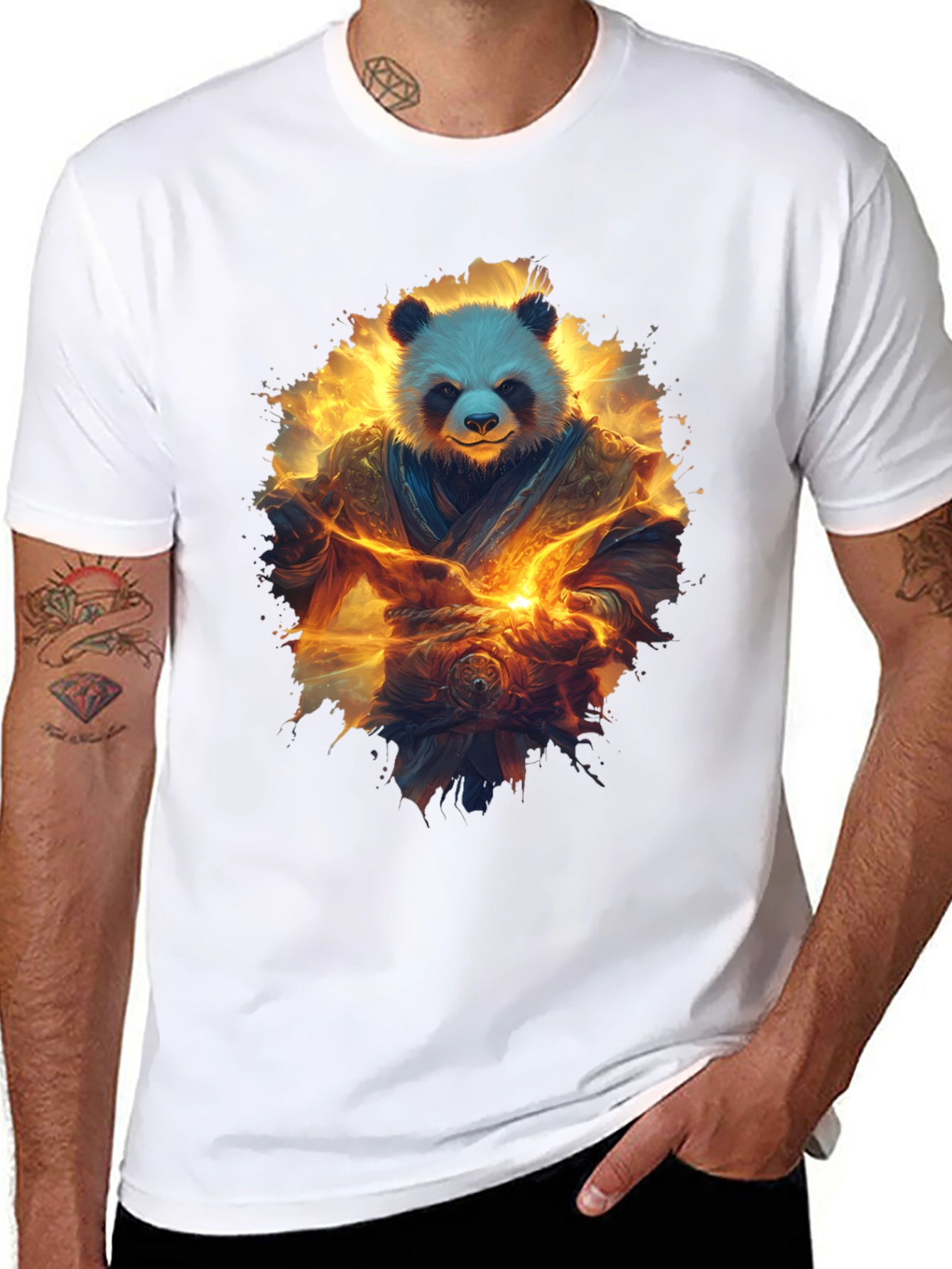 Black Panda Warrior Graphic T-Shirt view 8