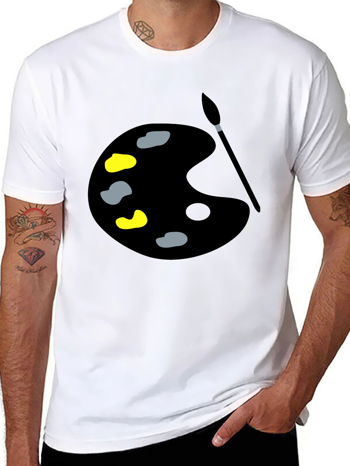 Black Artist Palette Graphic Tee - Black Cotton Comfort view 8