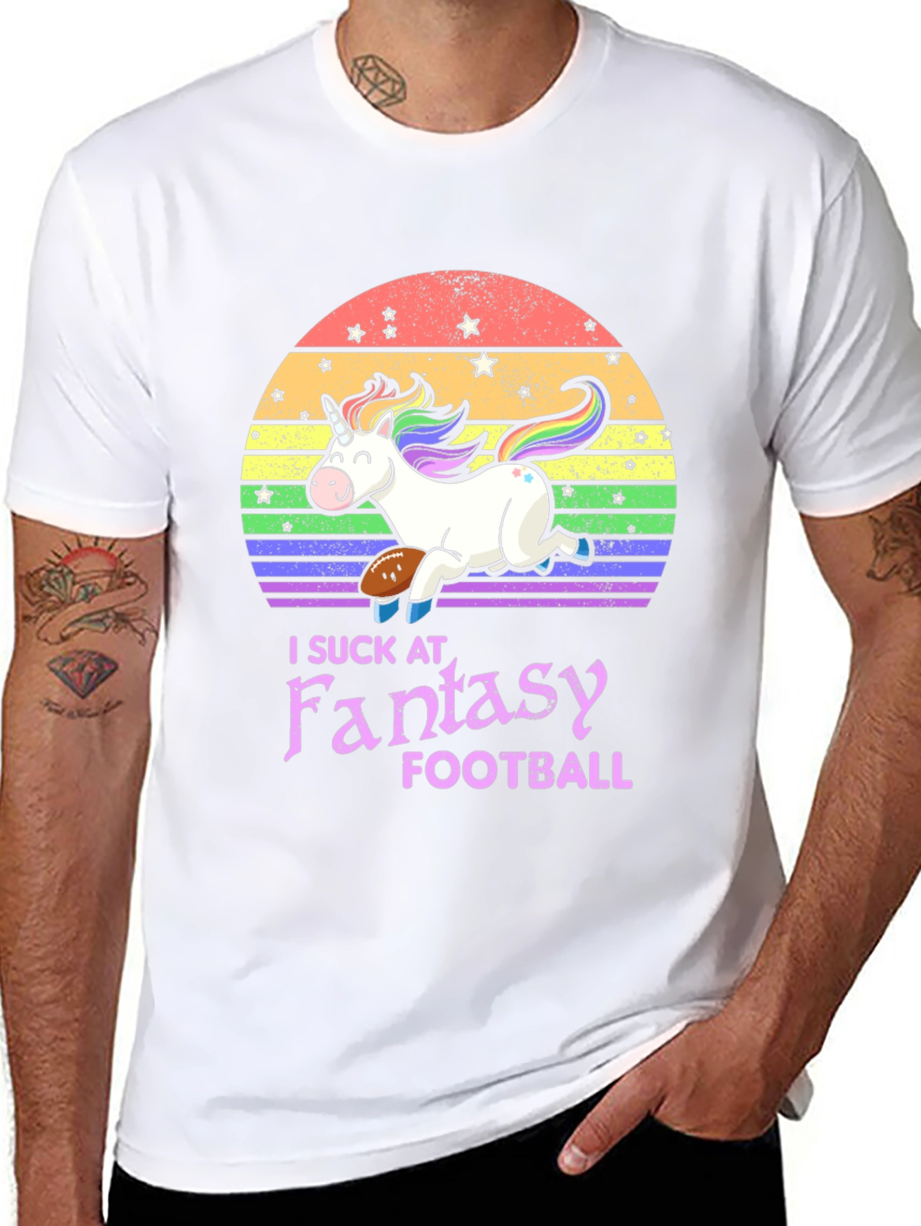Black Unicorn Fantasy Football T-Shirt view 8