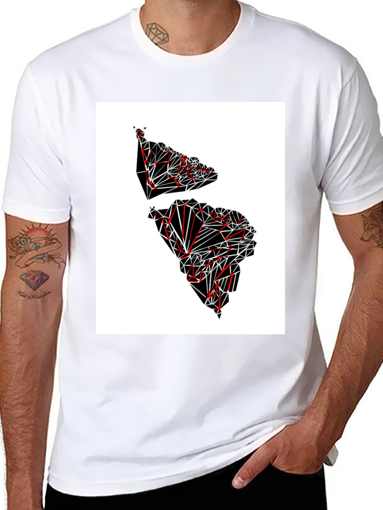 Black Geometric Continent Graphic Tee - Black view 8