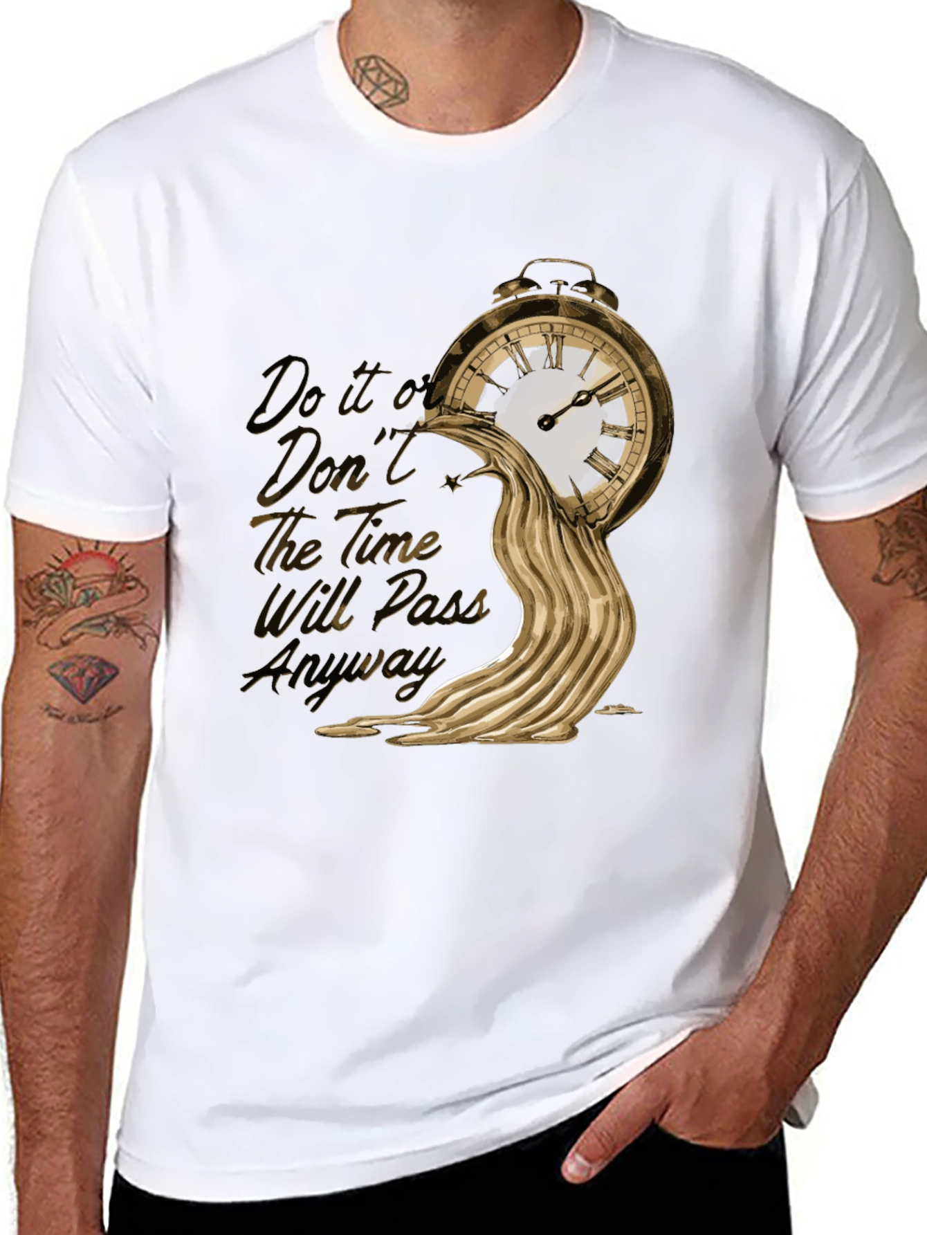 Black Melting Clock Graphic Tee - Time is Fluid! view 8
