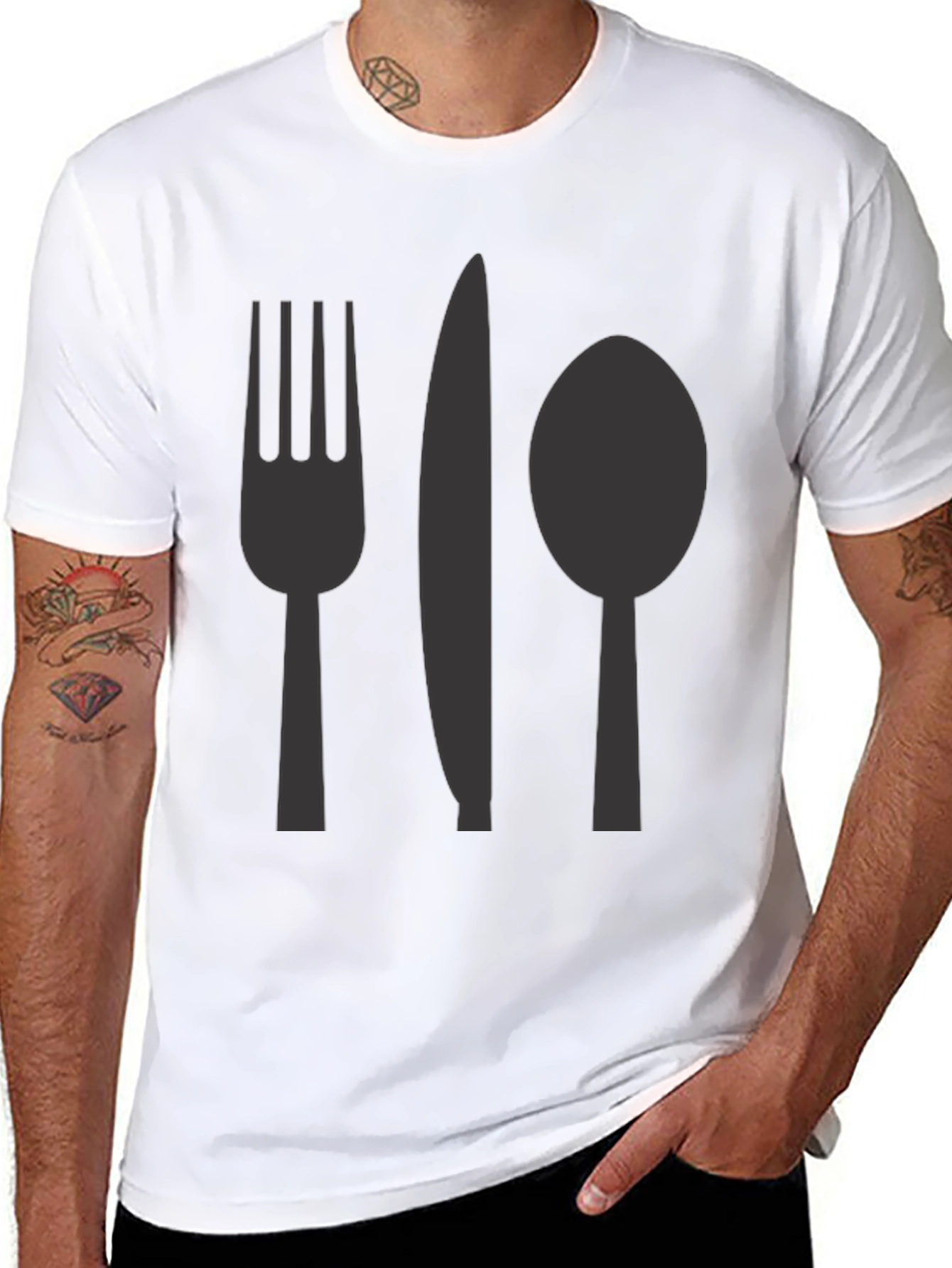 Black Cutlery Graphic T-Shirt - Casual Cotton Tee view 8