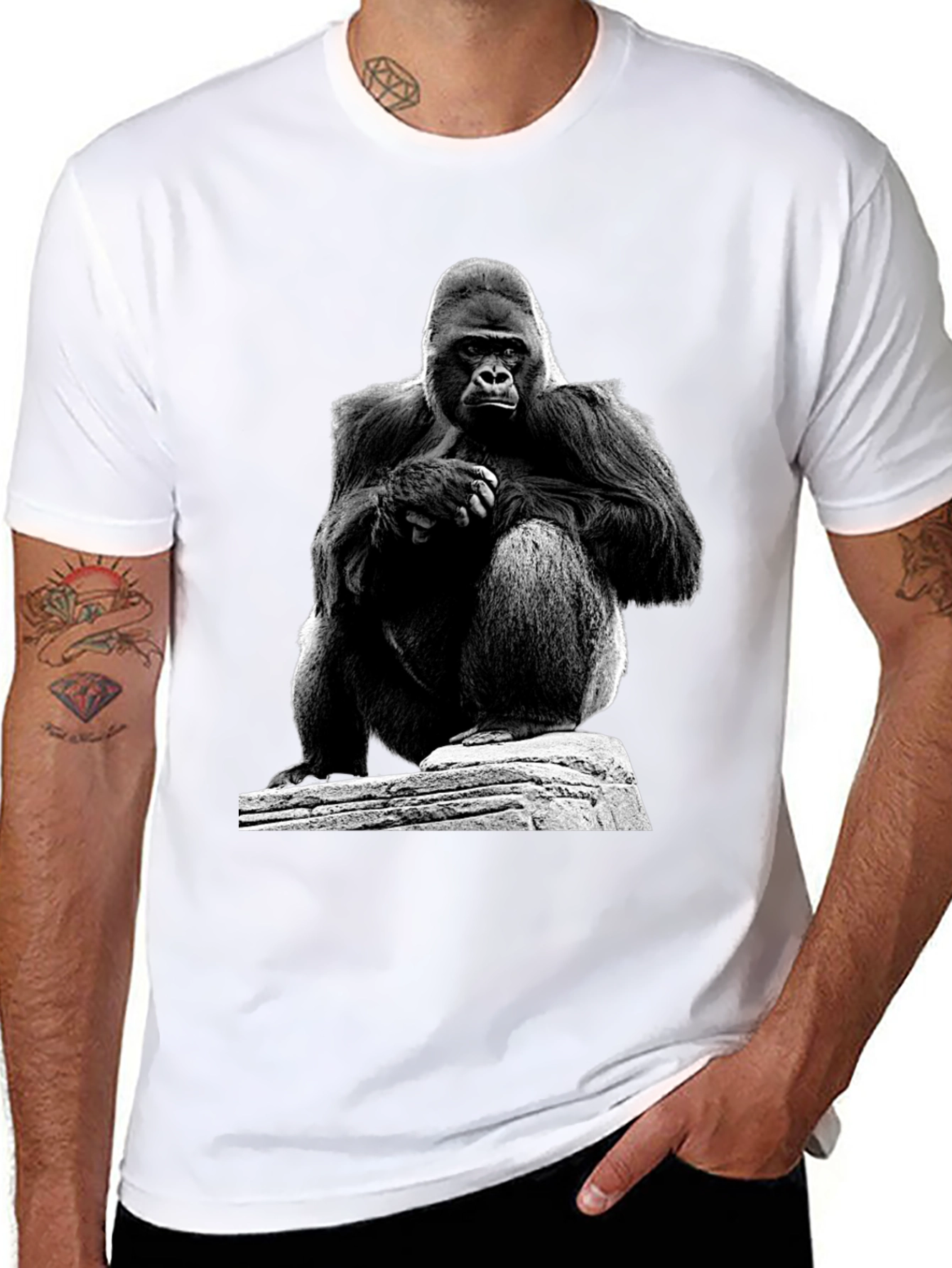Black Gorilla Graphic T-Shirt - Black Unisex Tee view 8