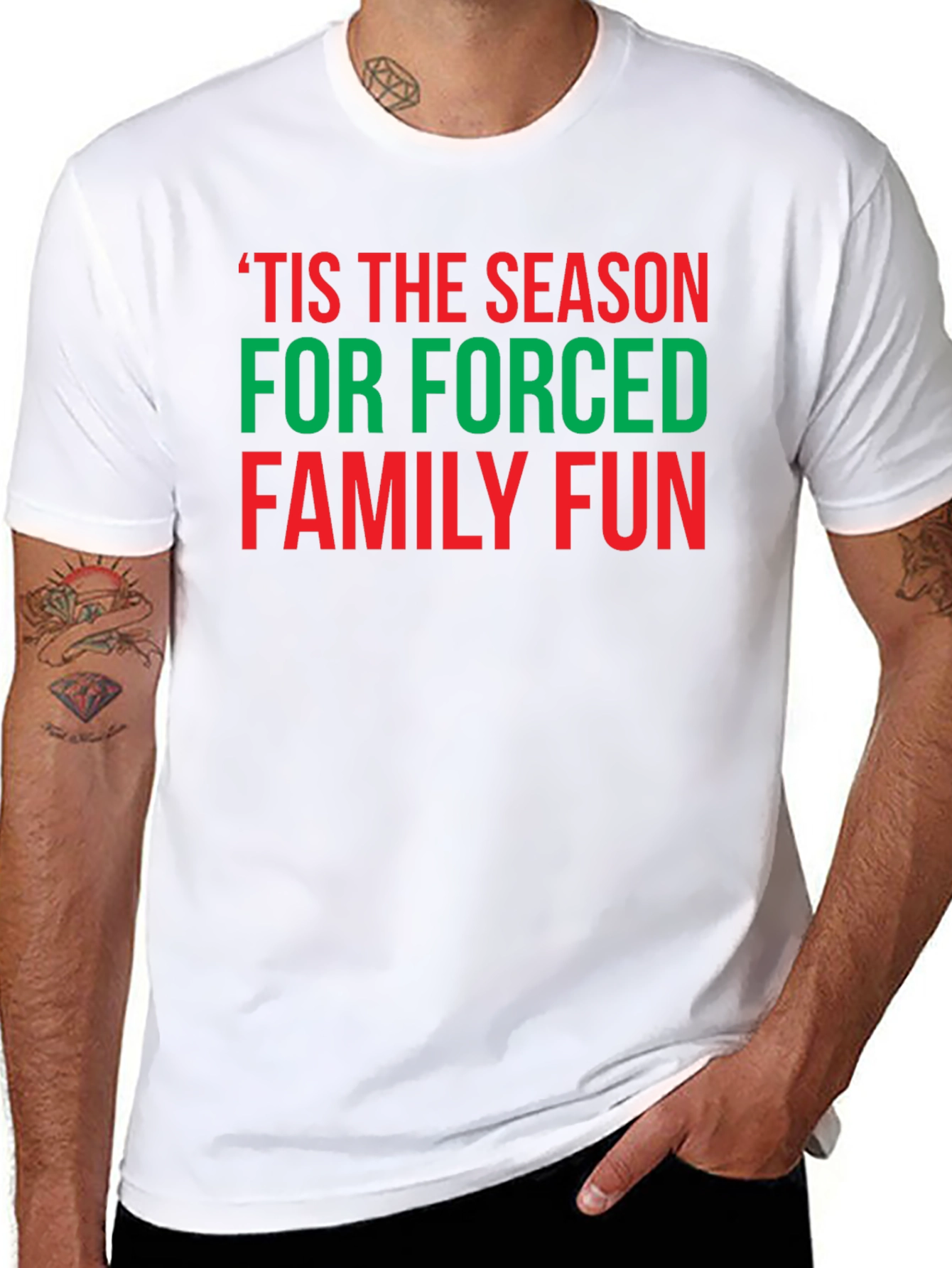 Black Funny Holiday T-Shirt - Forced Family Fun! view 8