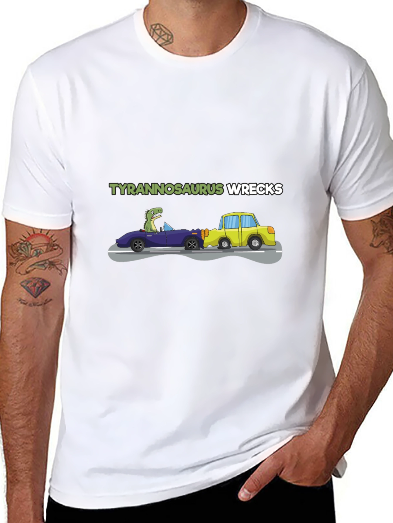 Black Tyrannosaurus Wrecks Graphic T-Shirt view 8