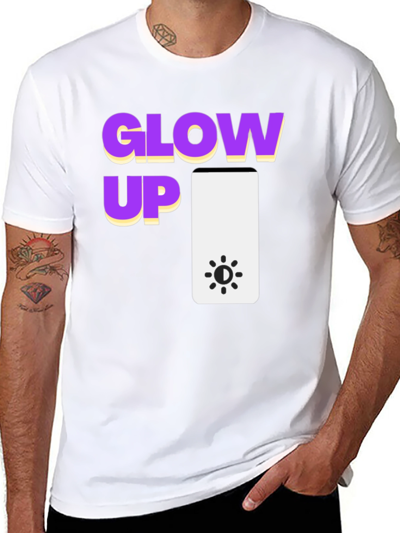 Black Glow Up Graphic Tee - Black Cotton T-Shirt view 8