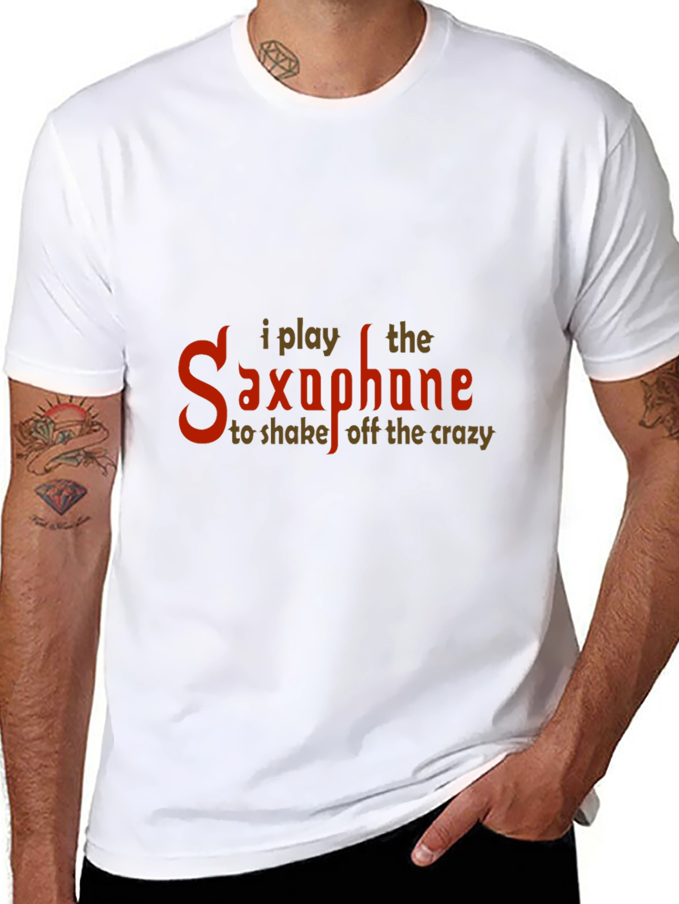 Black I Play Saxophone Funny Music T-Shirt view 8