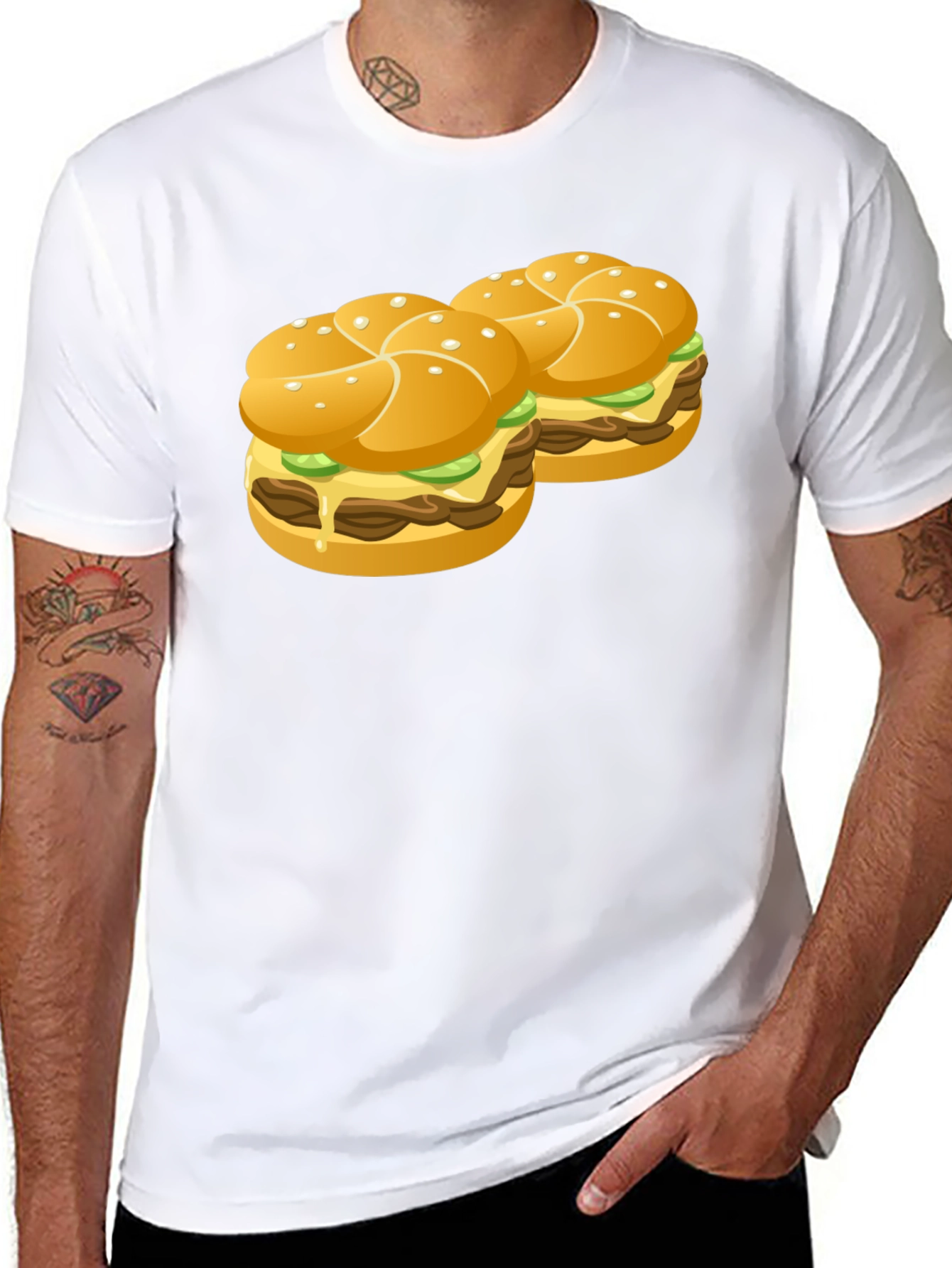 Black Burger Graphic Black T-Shirt view 8