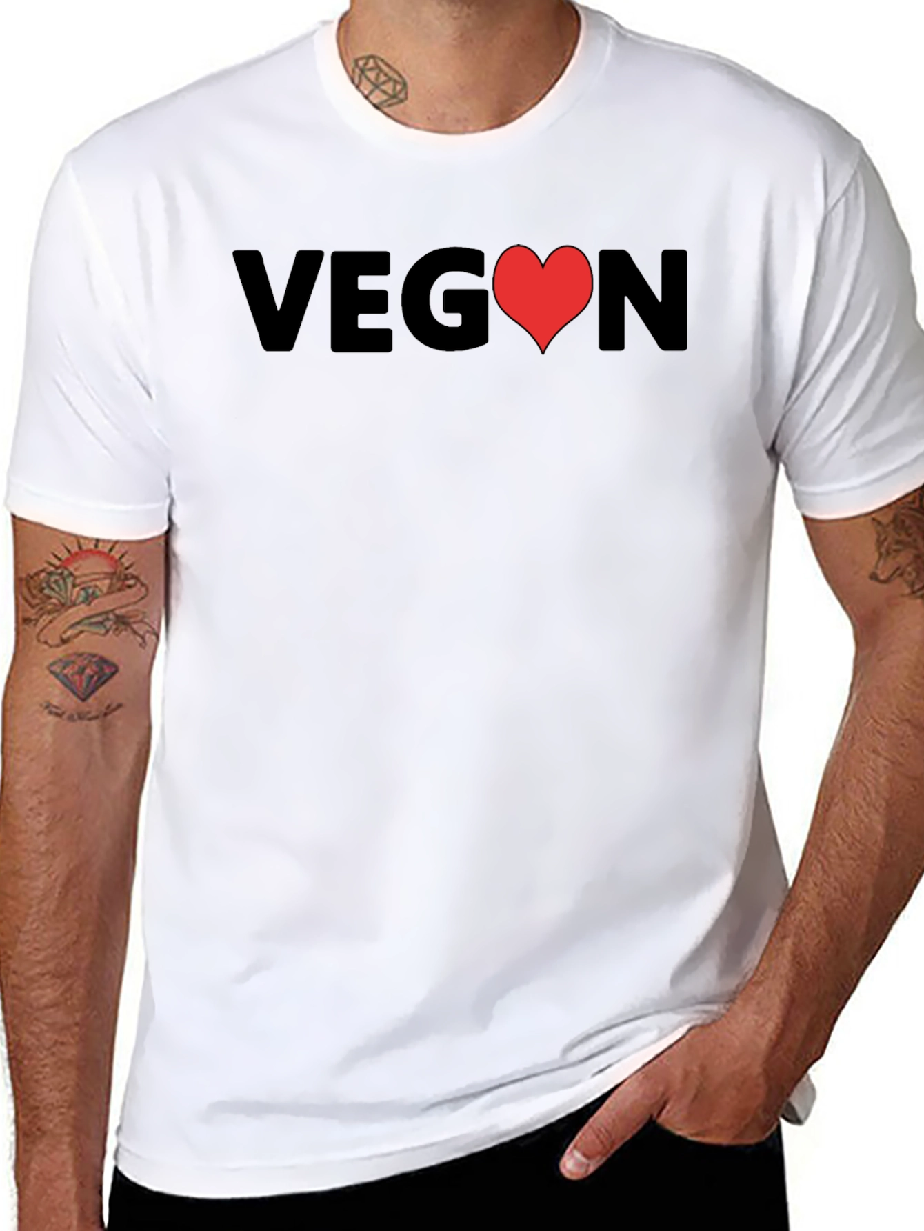 Black Vegan Heart Graphic T-Shirt - Unisex Soft Cotton Tee view 8