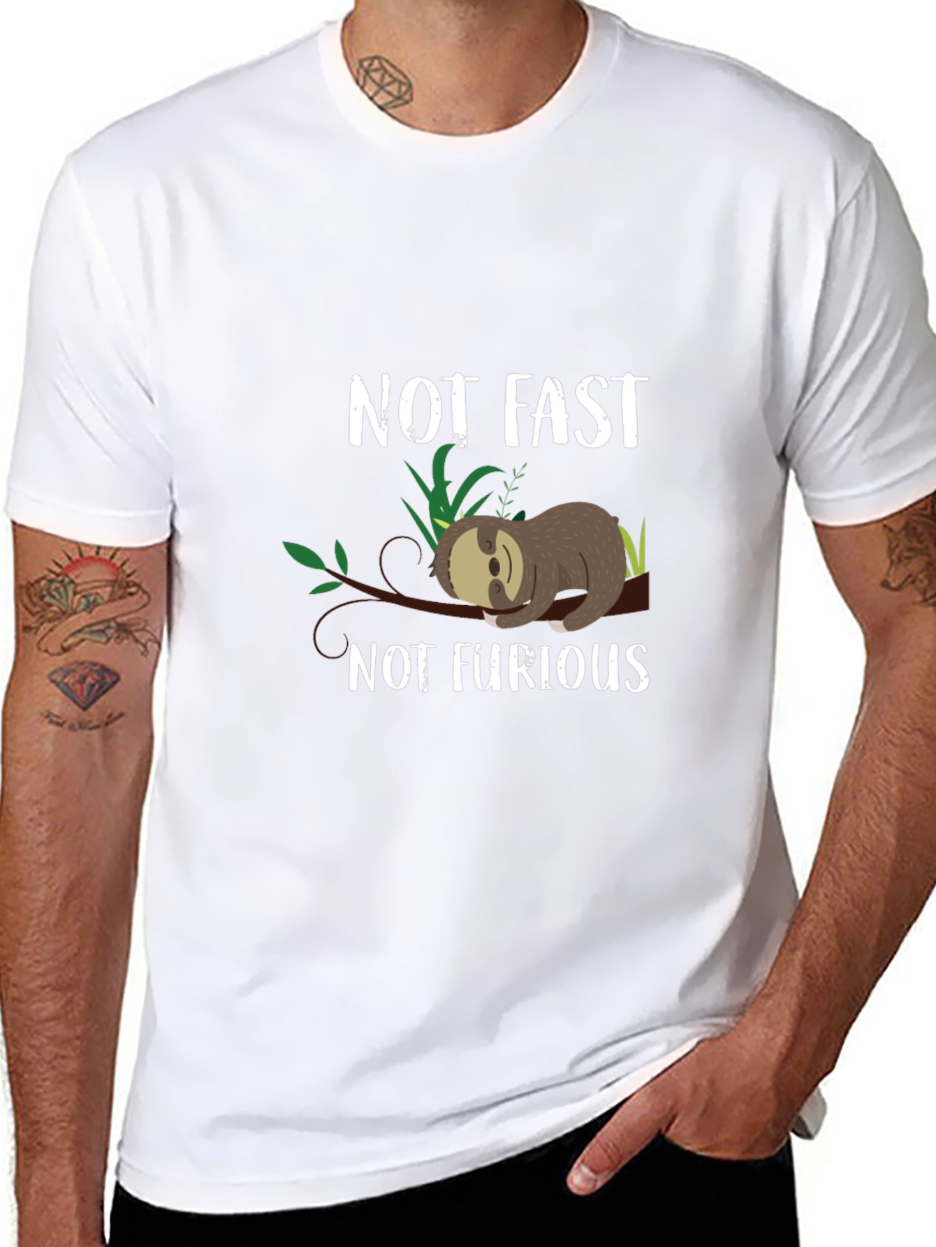 Black Not Fast Not Furious Sloth Graphic Tee view 8