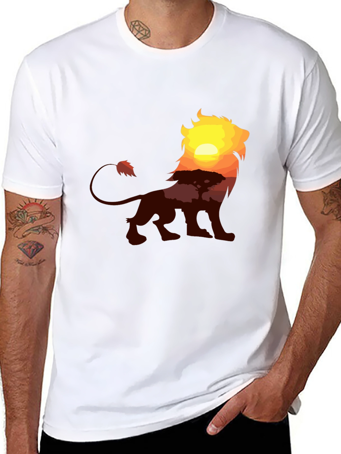 Black Lion Sunset Graphic Tee - Classic Black T-Shirt view 8