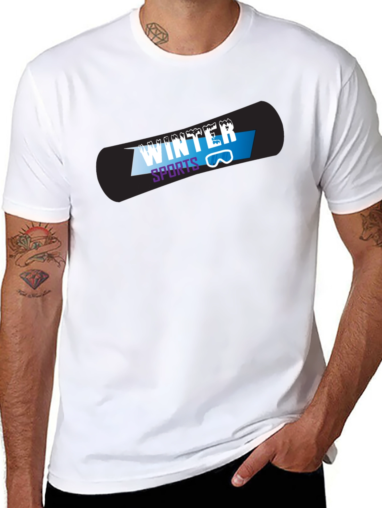 Black Winter Sports Graphic T-Shirt view 8