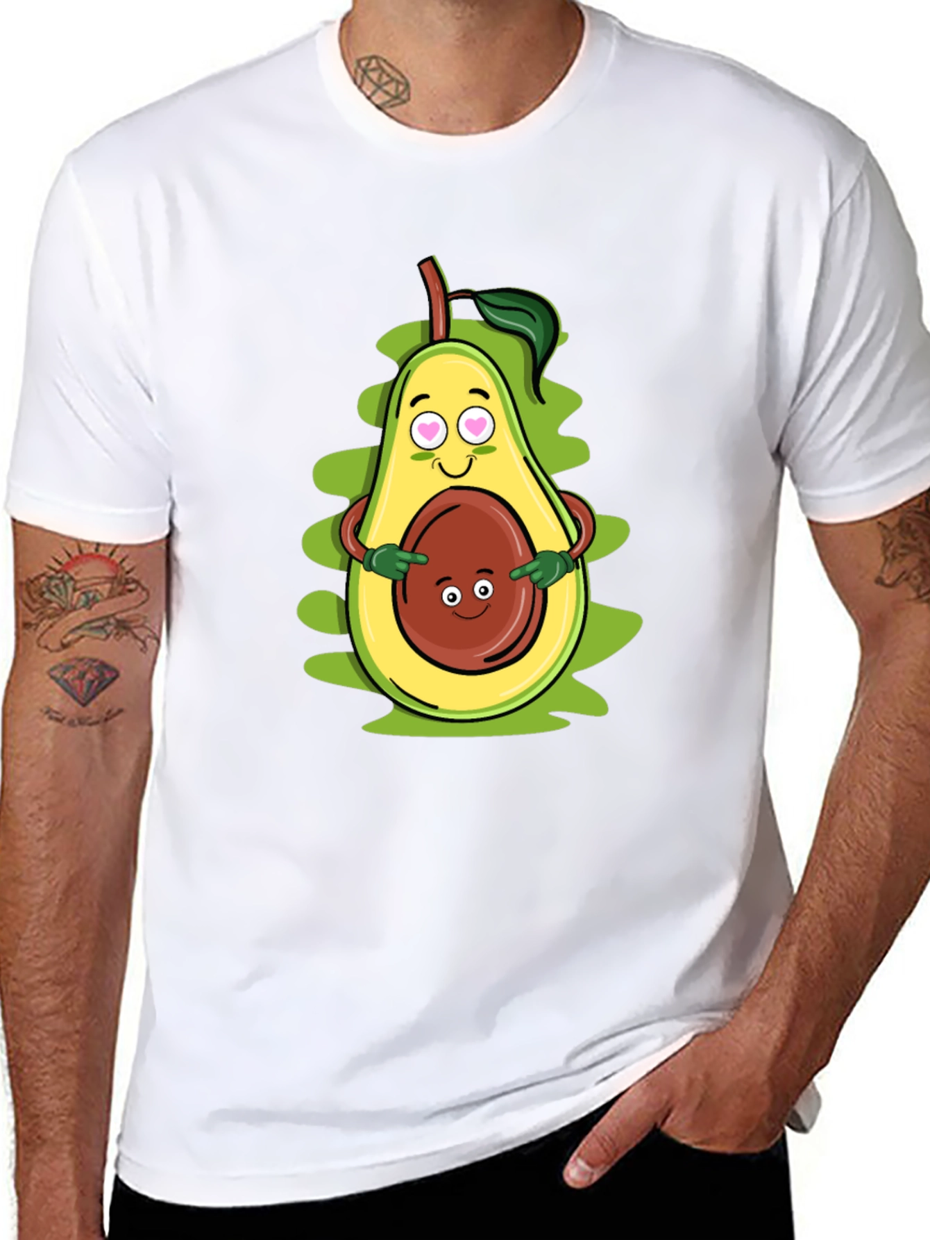 Black Funny Avocado Family Graphic T-Shirt view 8