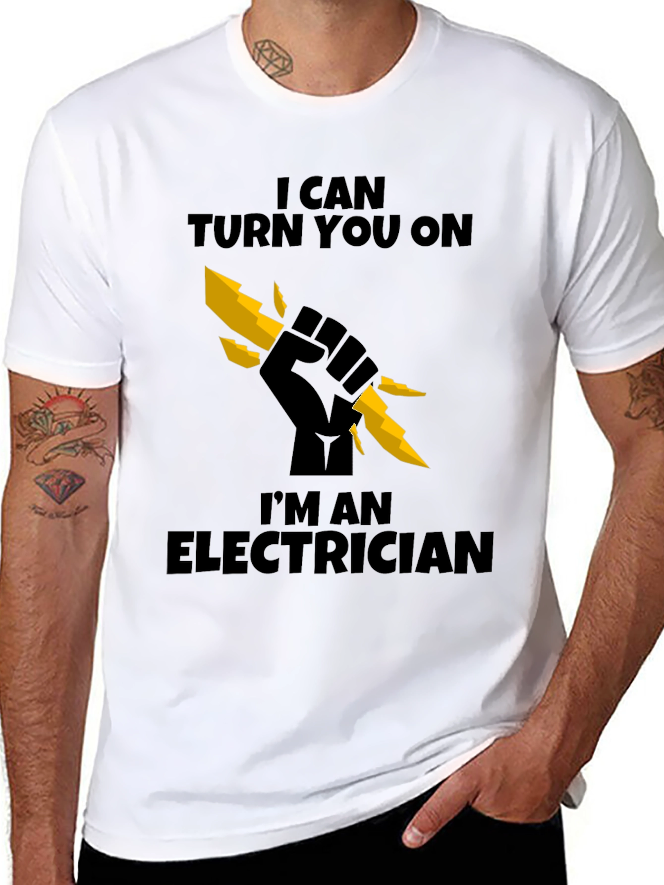Black Electrician T-Shirt - I Can Turn You On view 8