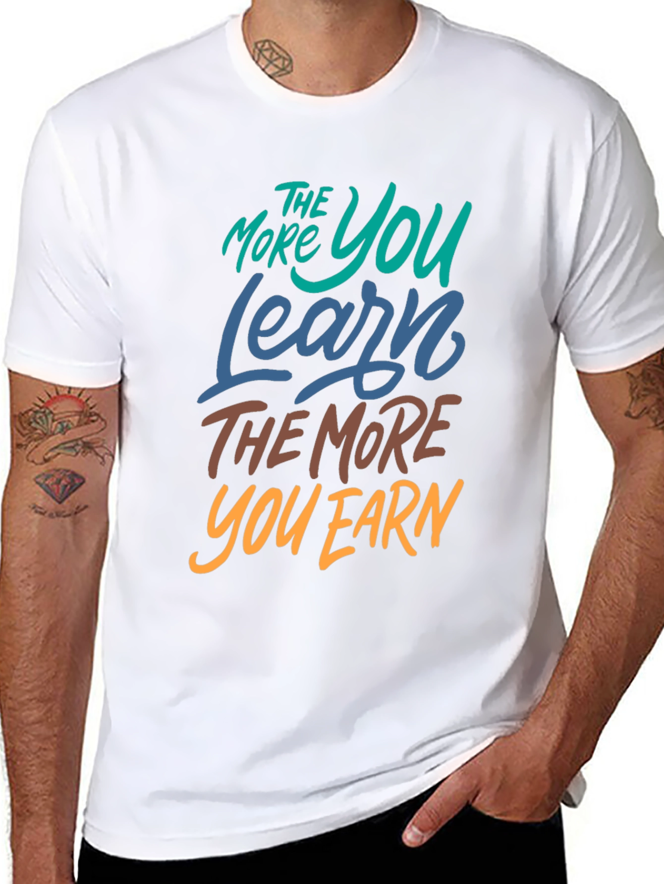 Black Learn More Earn More Graphic Tee view 8