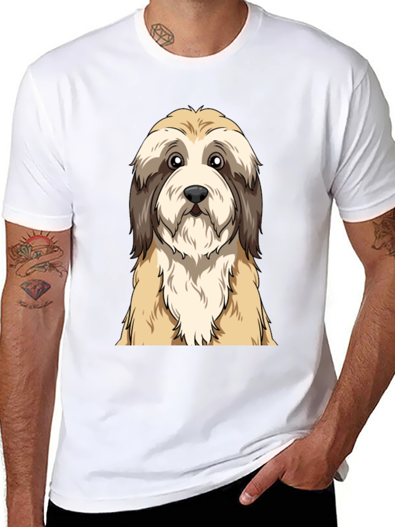 Black Cute Dog Graphic Tee - Unisex Black T-Shirt view 8