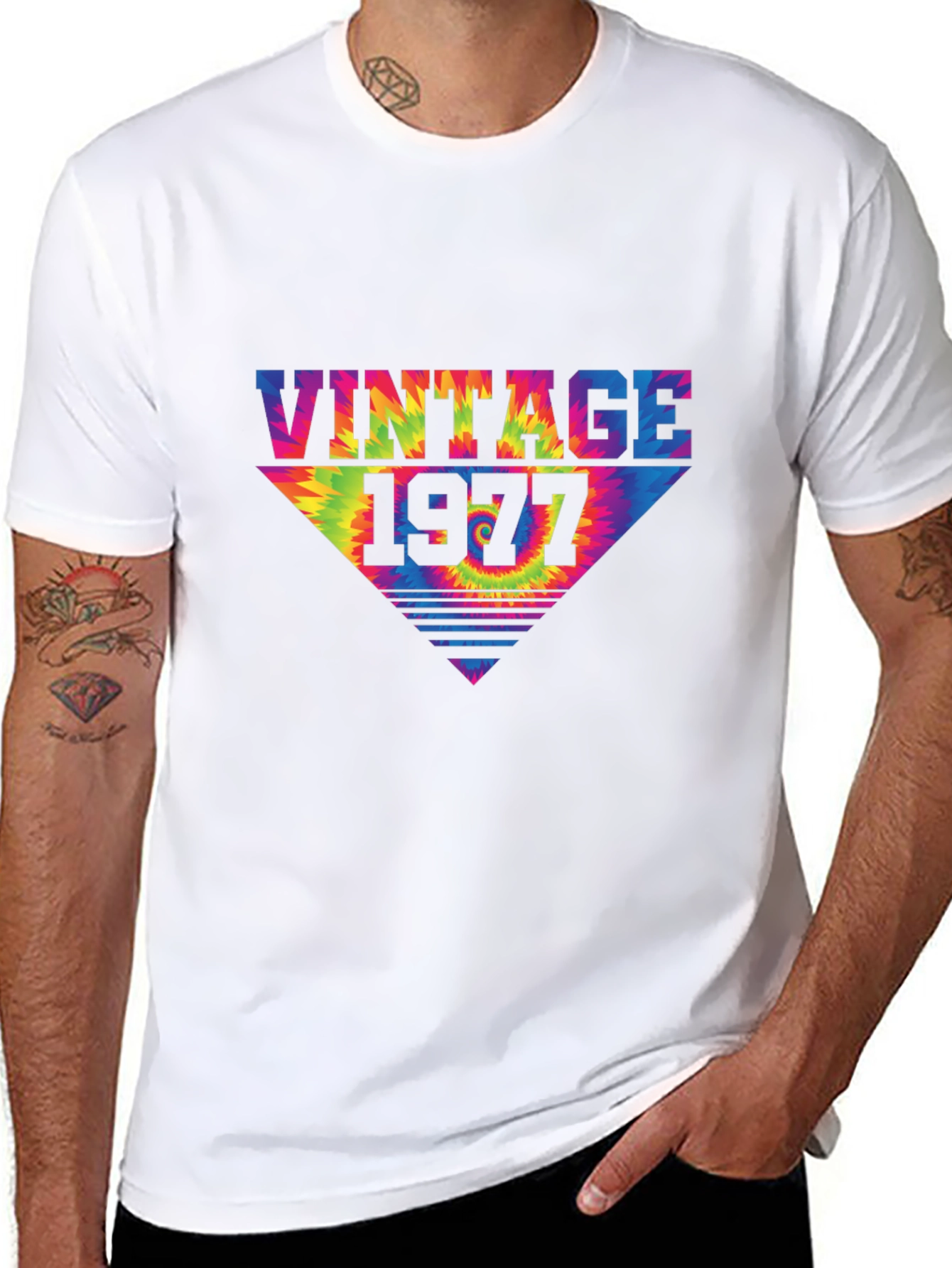 Black Vintage 1977 Tie Dye Graphic Tee view 8