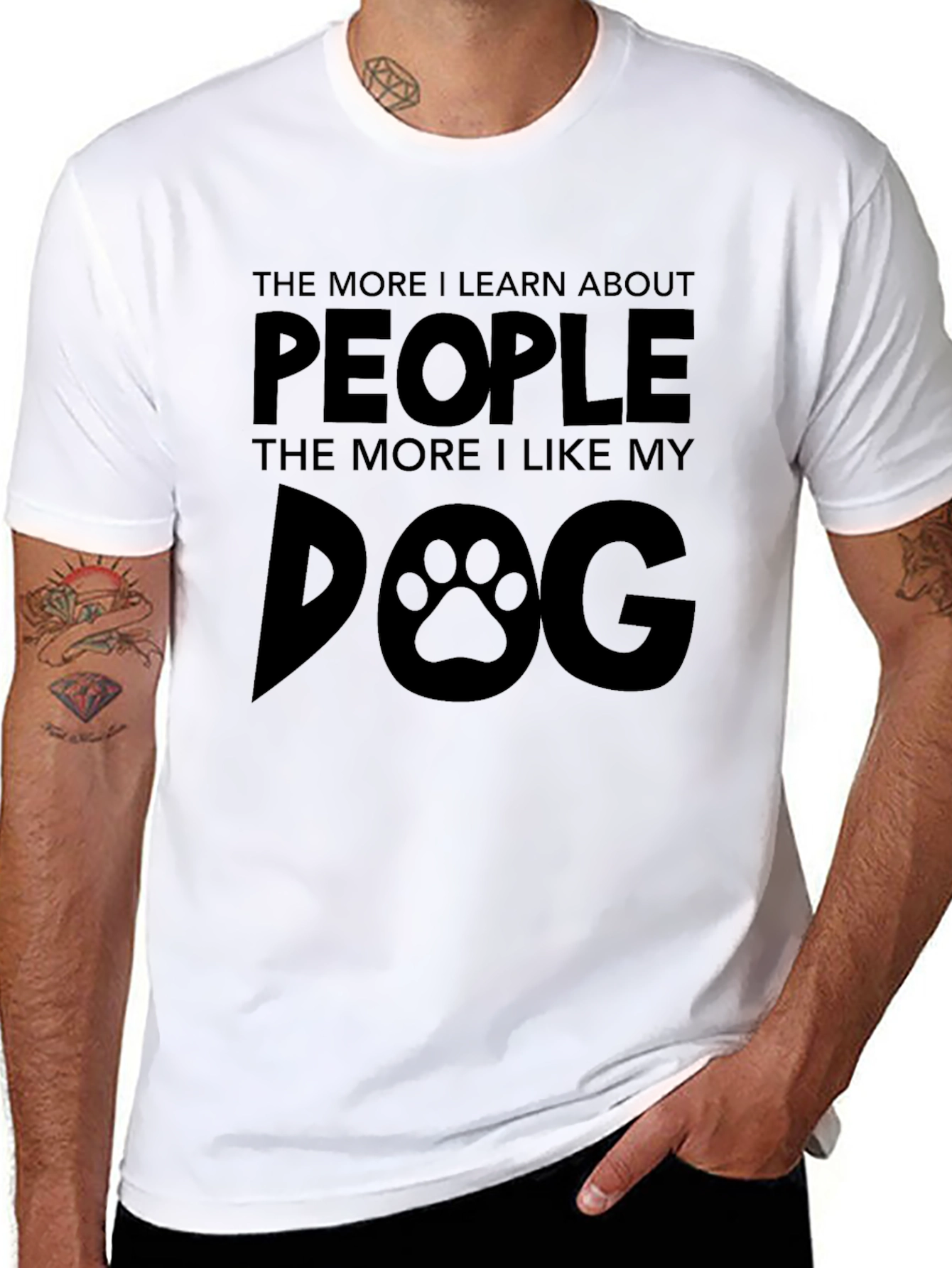 Black Funny Dog Lover T-Shirt - More I Like My Dog Tee view 8