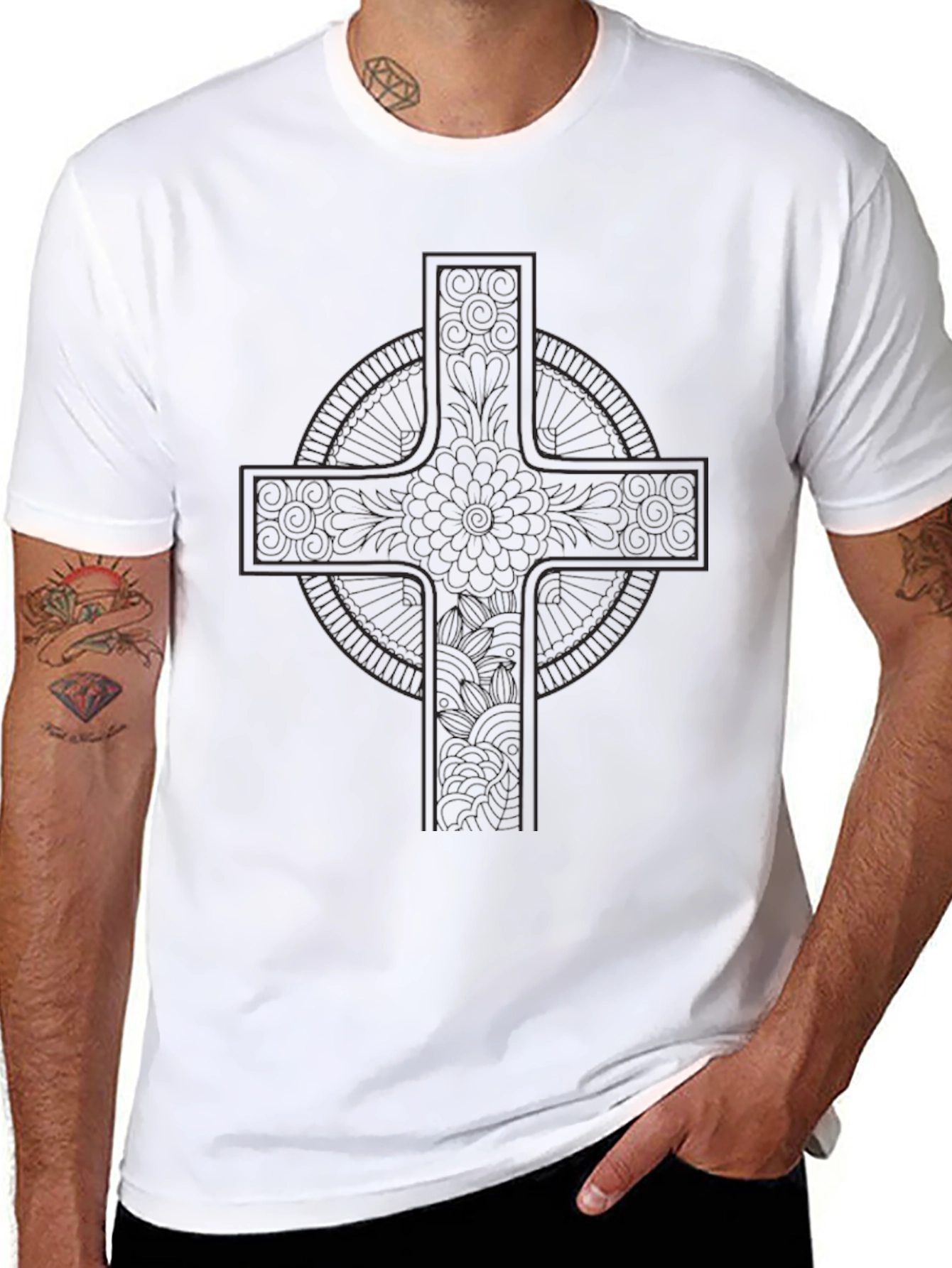 Black Dark Celtic Cross Graphic T-Shirt view 8