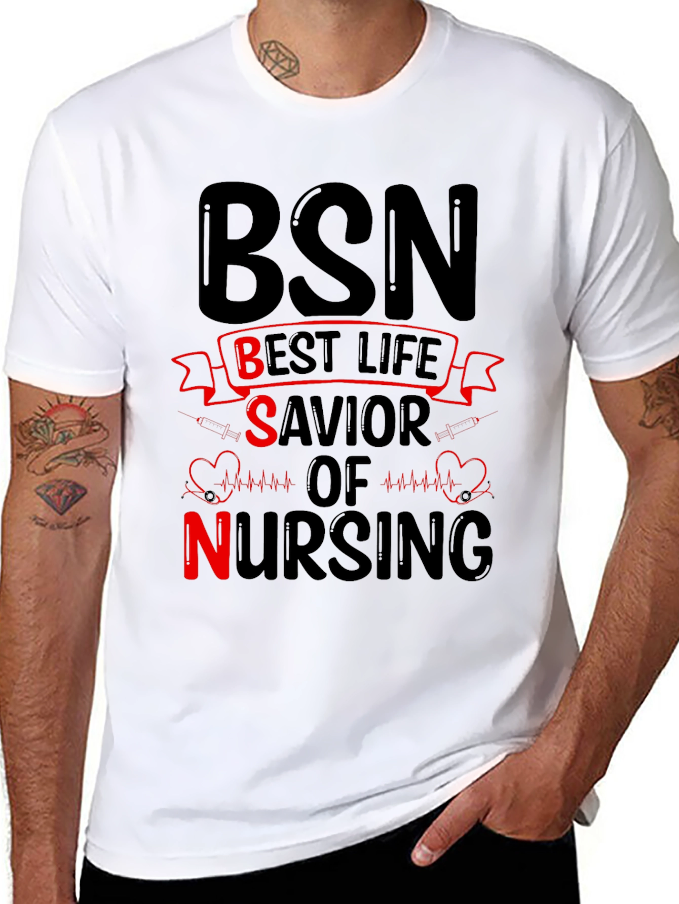 Black BSN Best Life Savior of Nursing T-Shirt view 8