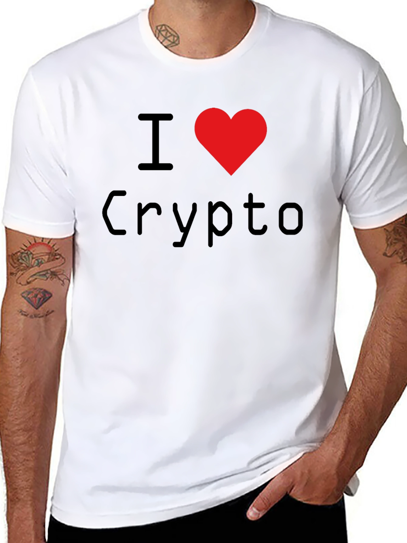 Black I Heart Crypto Black T-Shirt view 8