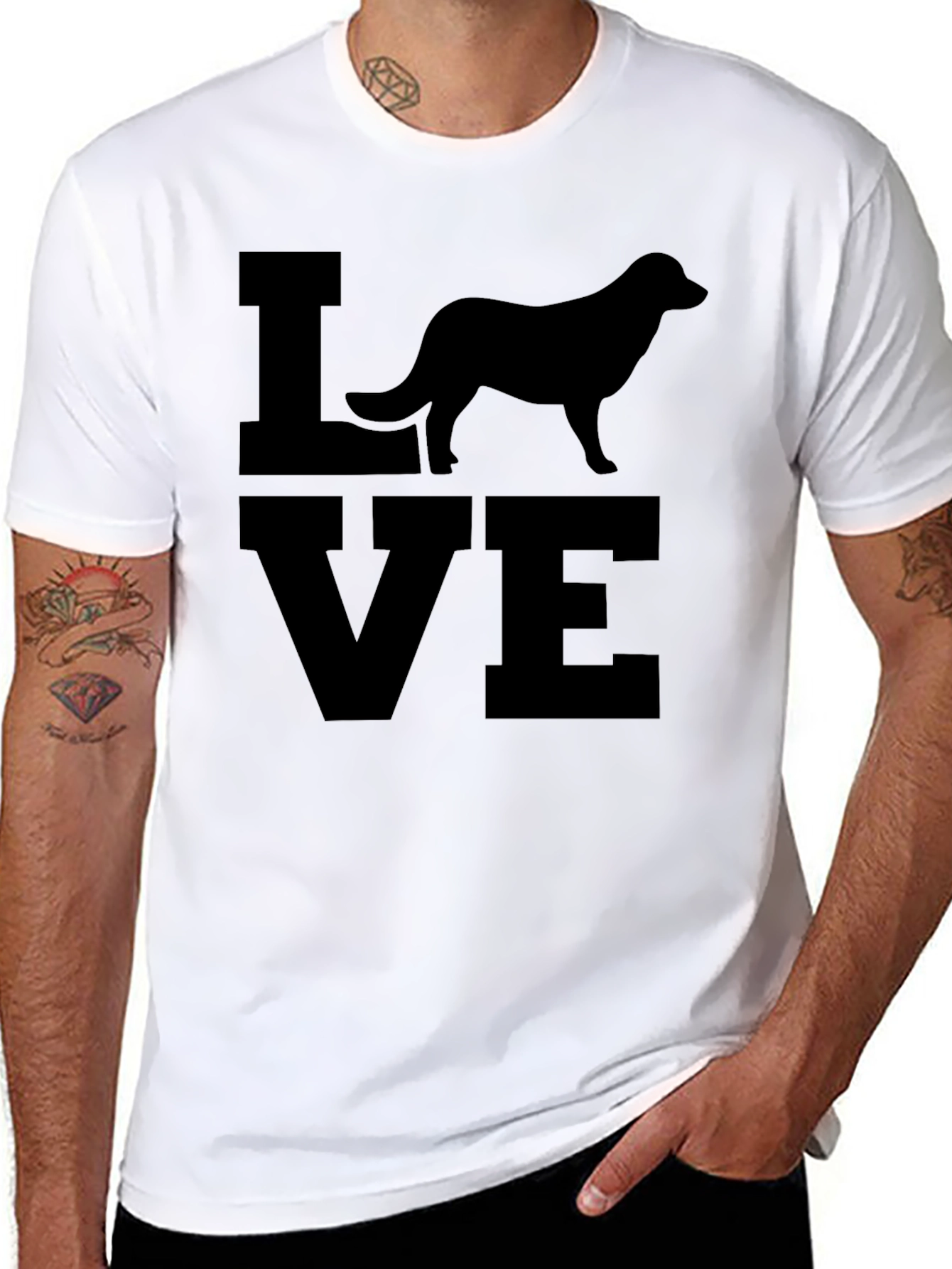 Black Dog Breed LOVE Graphic T-Shirt - Unisex view 8