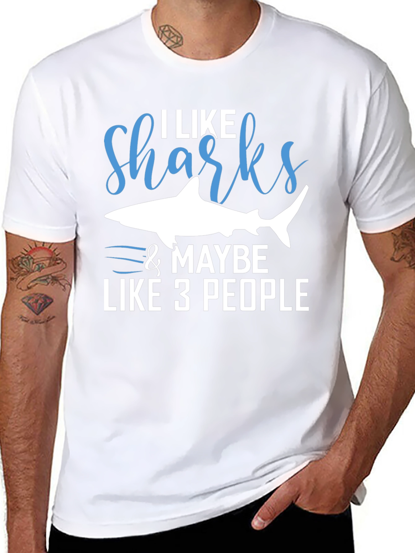 Black I Like Sharks & Maybe 3 People Graphic Tee view 8