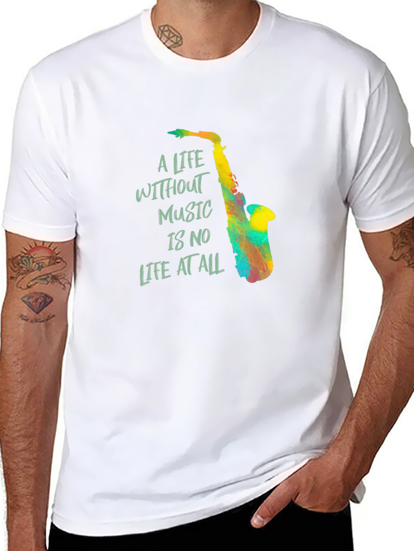 Black Music Lover Tee: "A Life Without Music" Graphic T-Shirt view 8