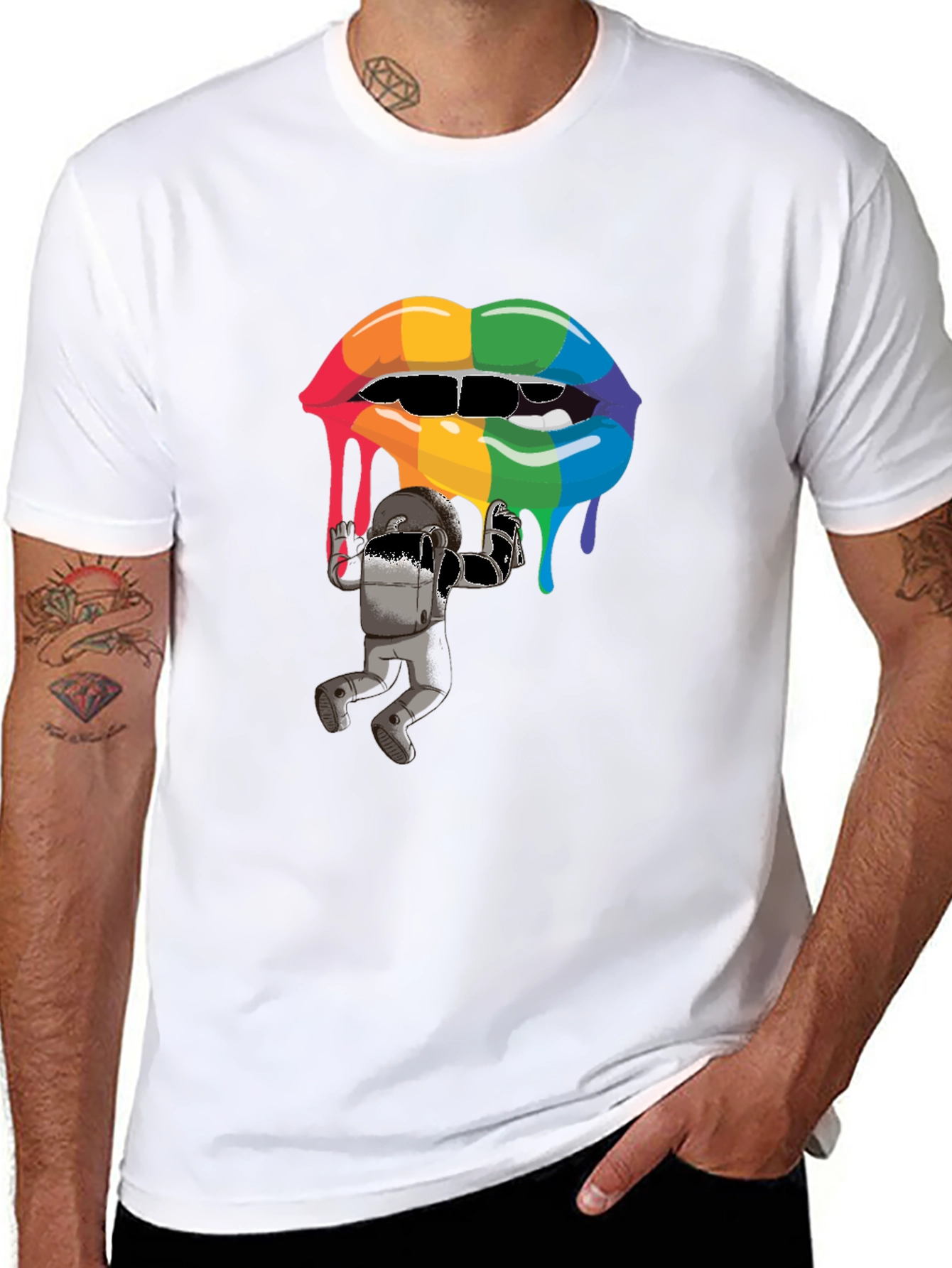 Black Rainbow Lips Graphic T-Shirt view 8