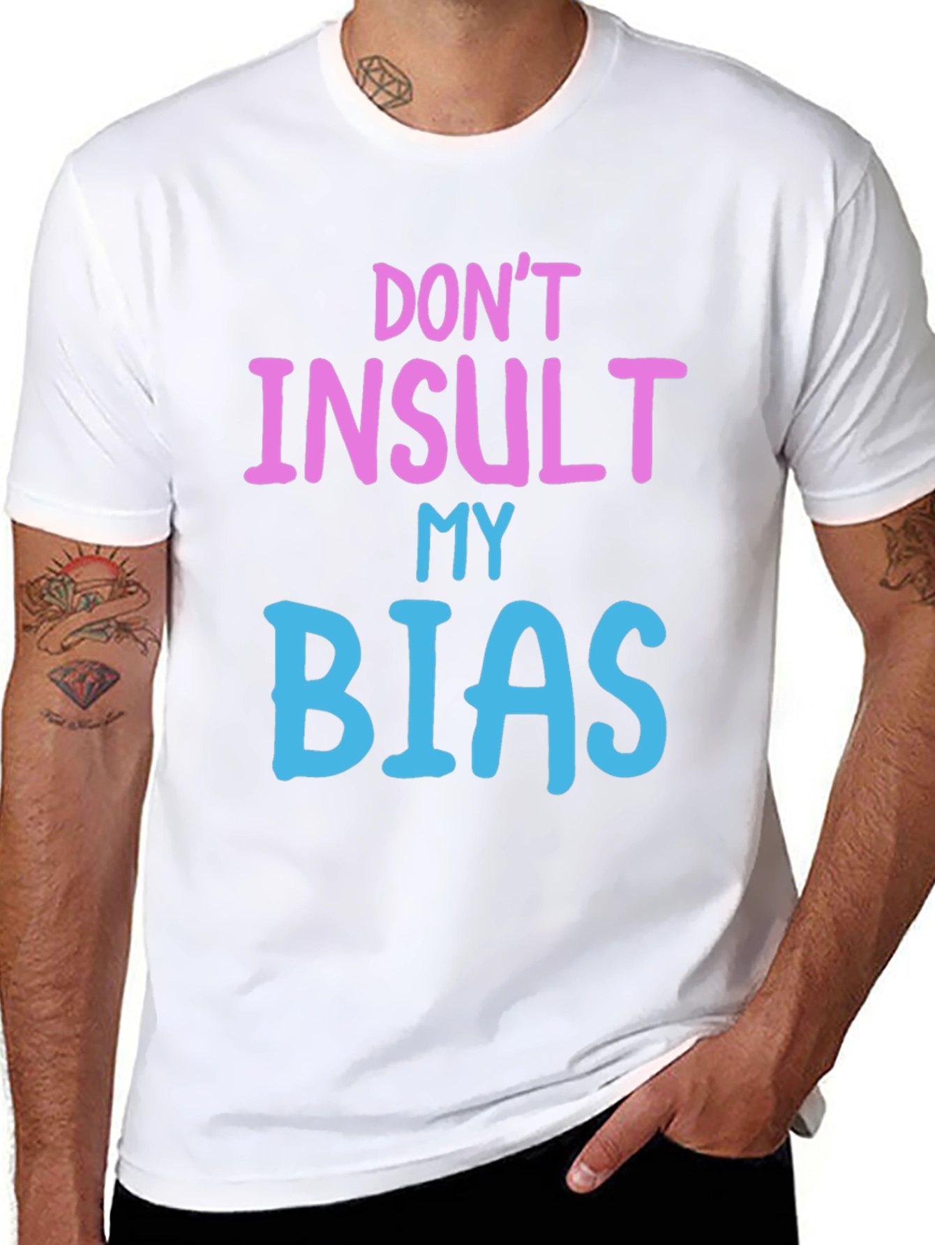 Black Don't Insult My Bias Tee - Fun Novelty Graphic T-Shirt view 8