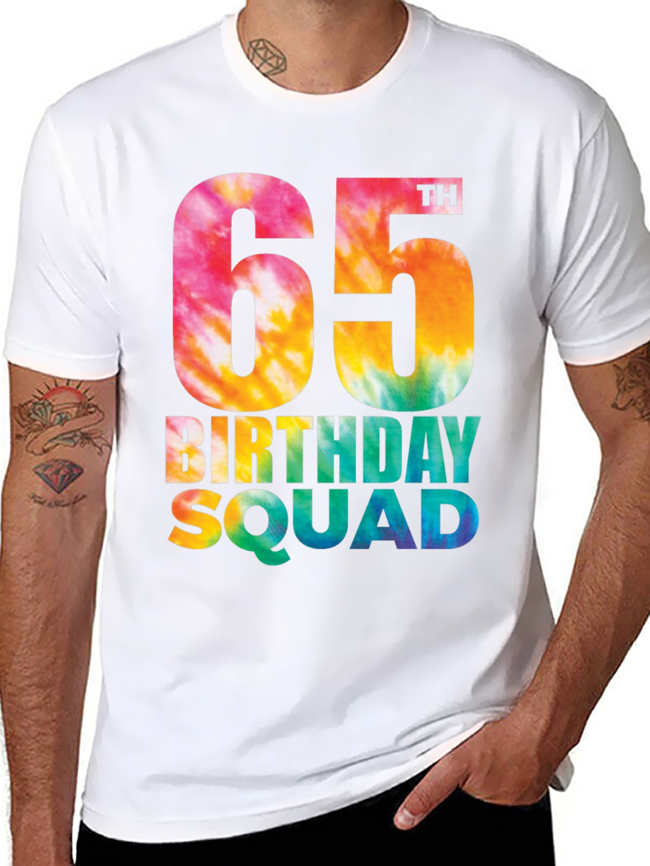 65th Birthday Squad Tie Dye T-Shirt - 8