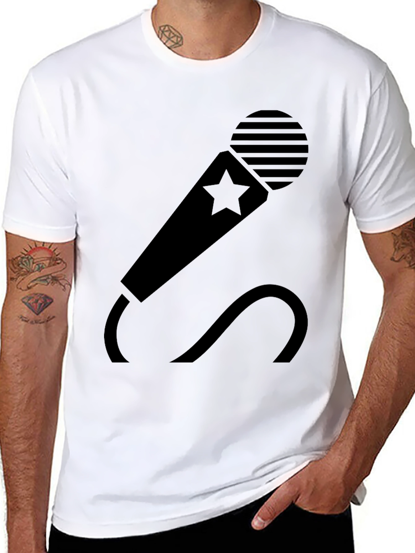 Black Starry Mic Graphic Tee - Black view 8
