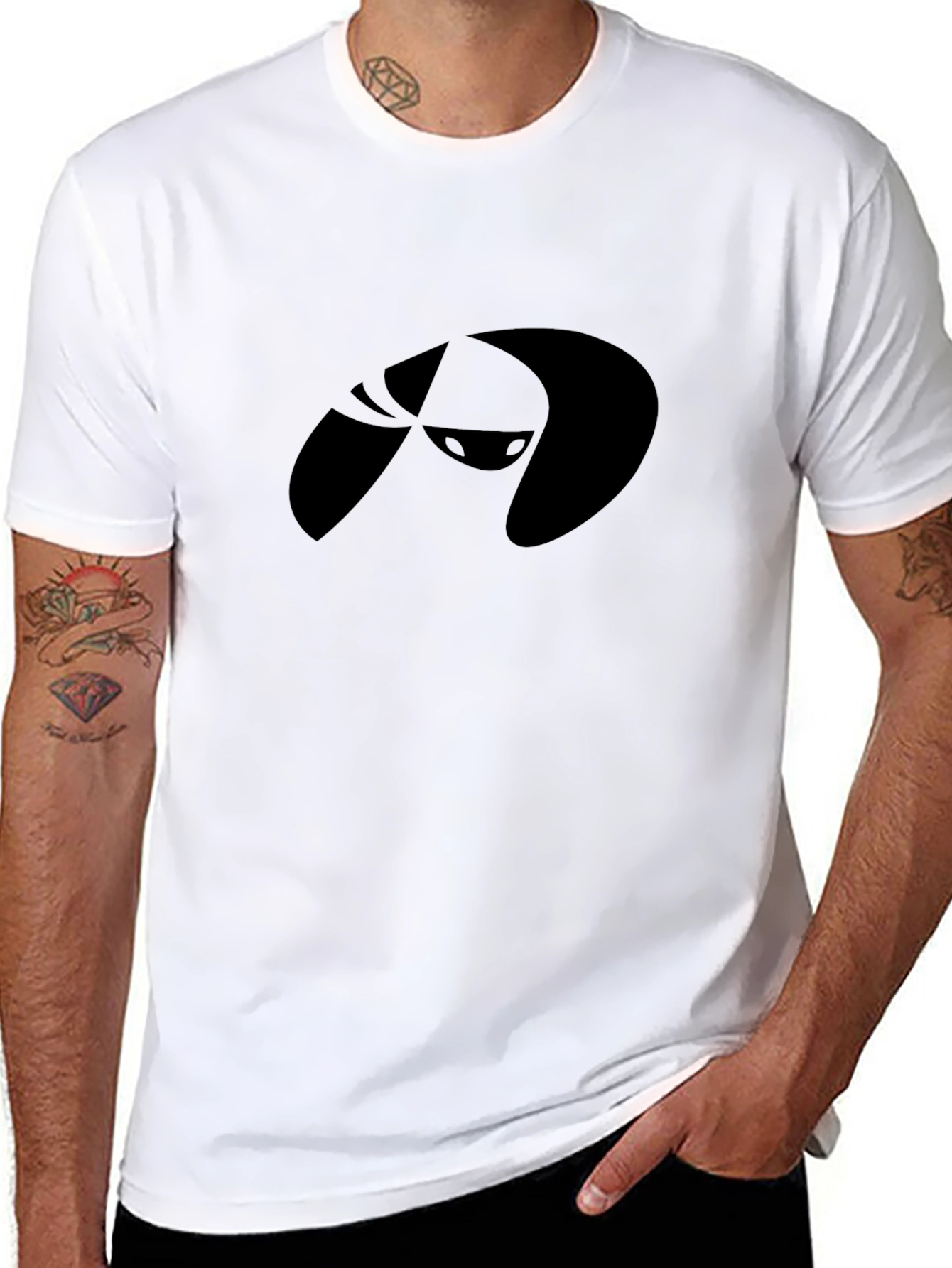 Black Ninja Graphic Black Cotton T-Shirt view 8