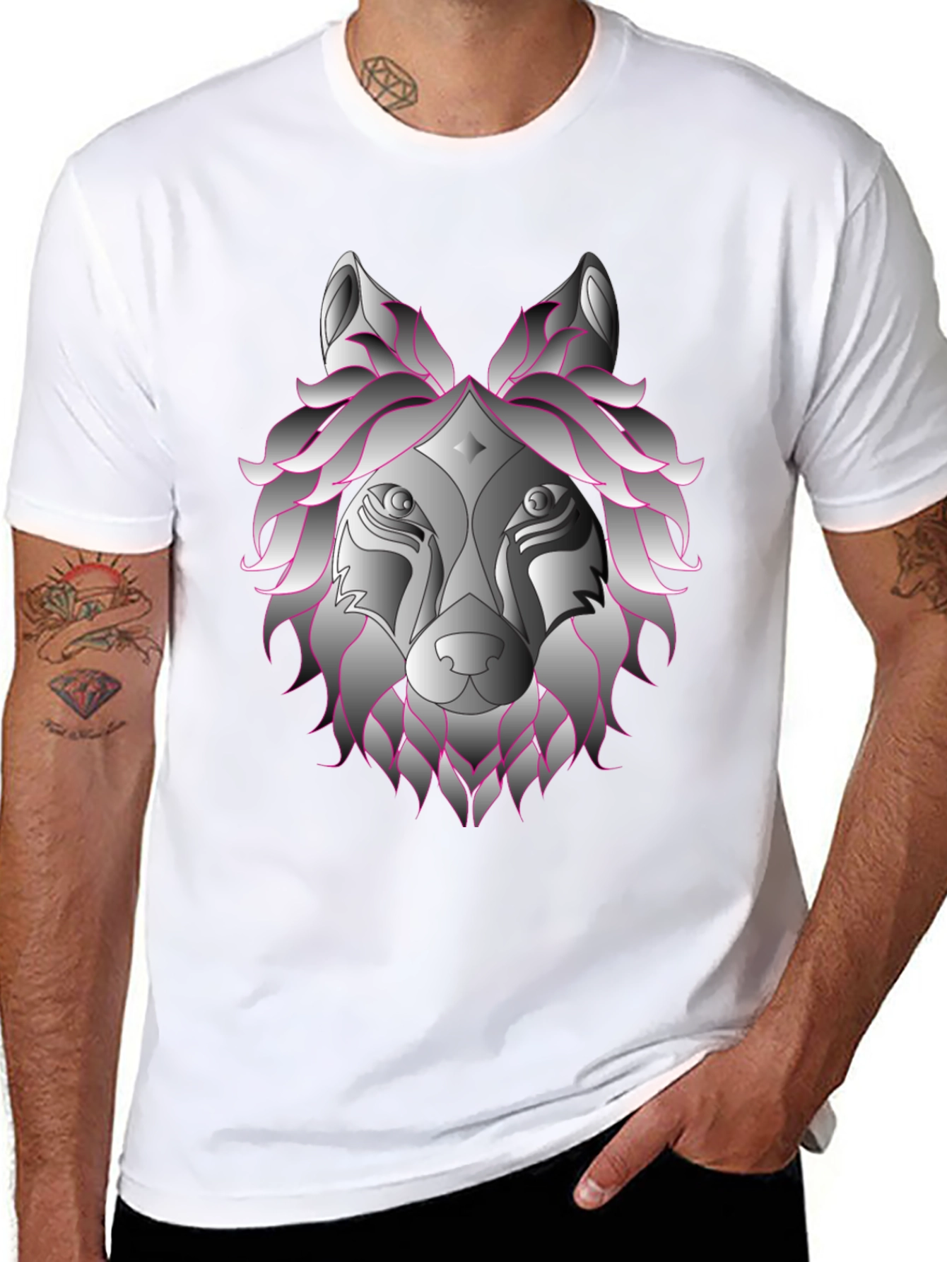 Black Wolf Head Graphic T-Shirt - Black view 8