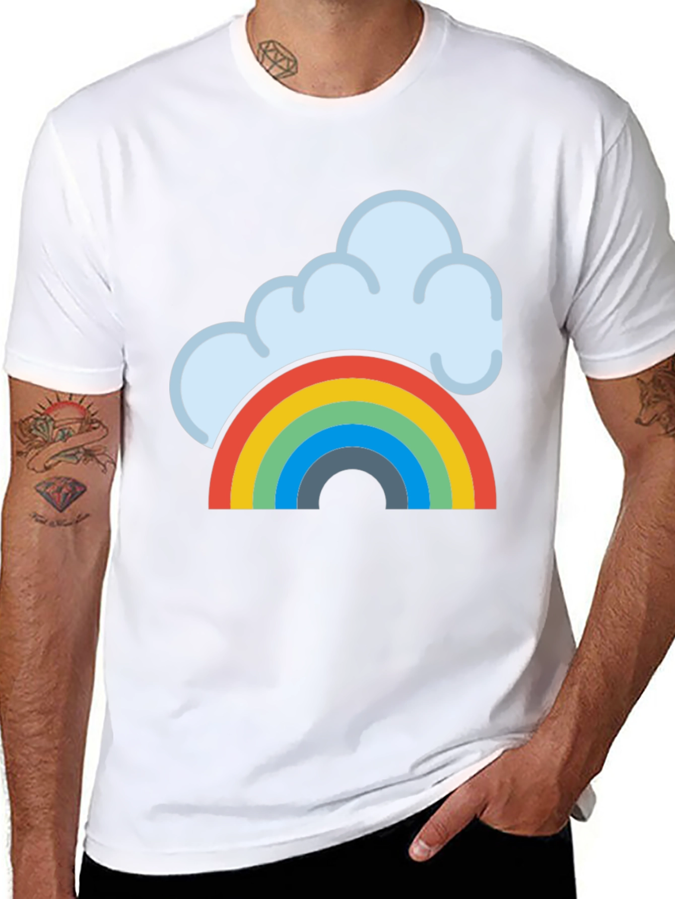 Black Rainbow Cloud Graphic Tee - Black Cotton T-Shirt view 8