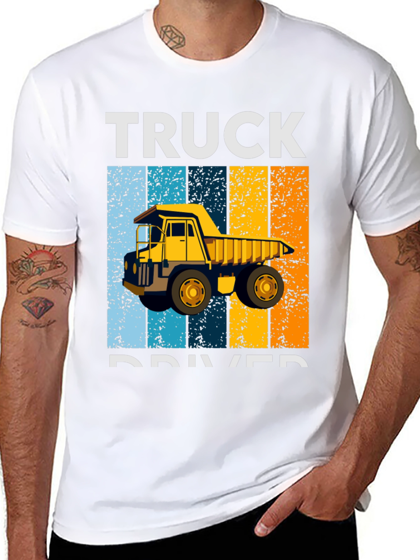 Black Truck Driver Retro Style Graphic T-Shirt view 8