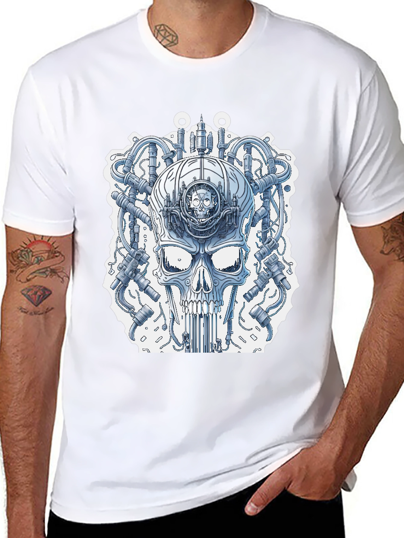 Black Steampunk Skull T-Shirt - Unique Graphic Tee view 8