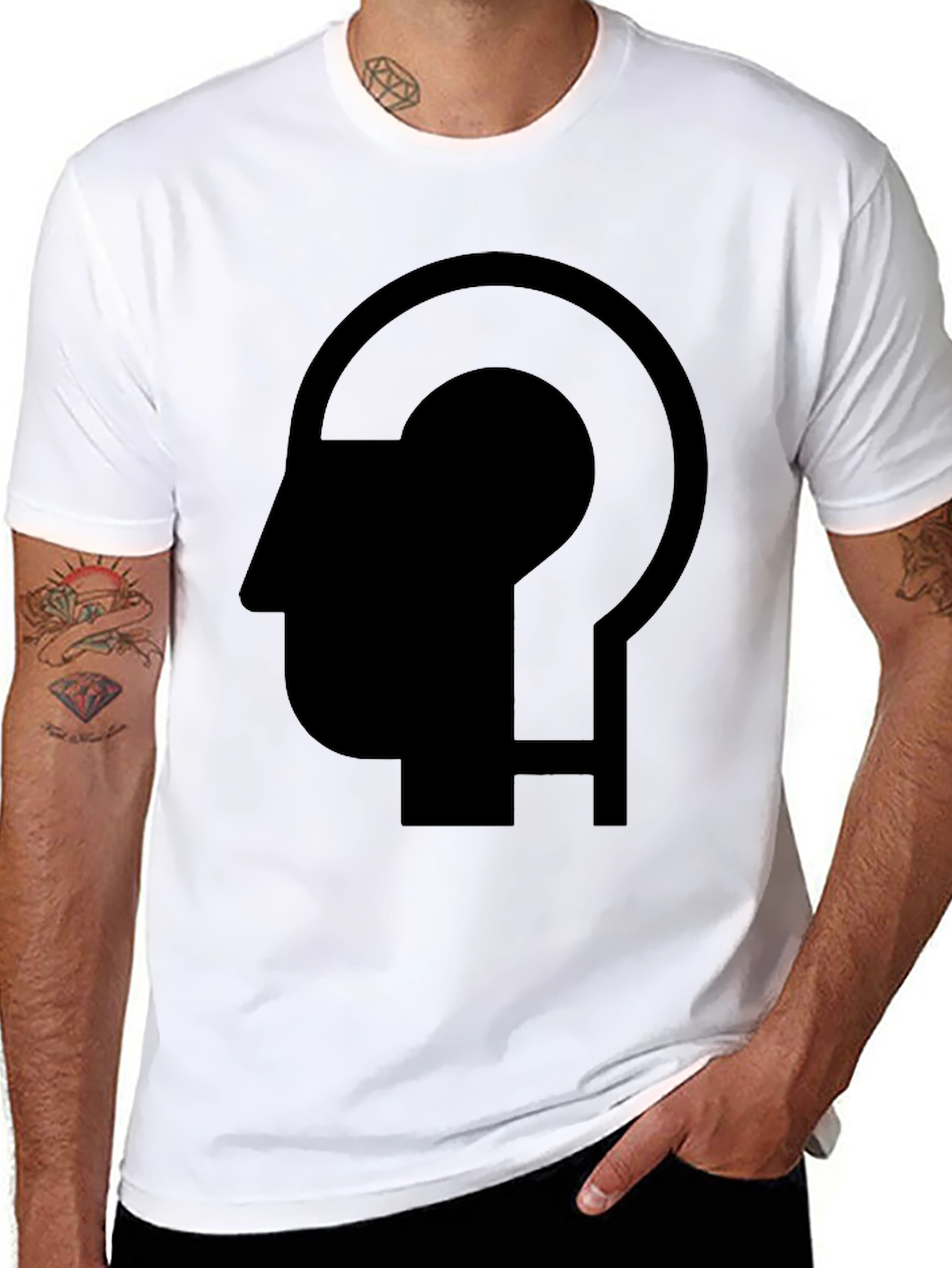 Black Thinking Man T-Shirt - Black Graphic Tee view 8