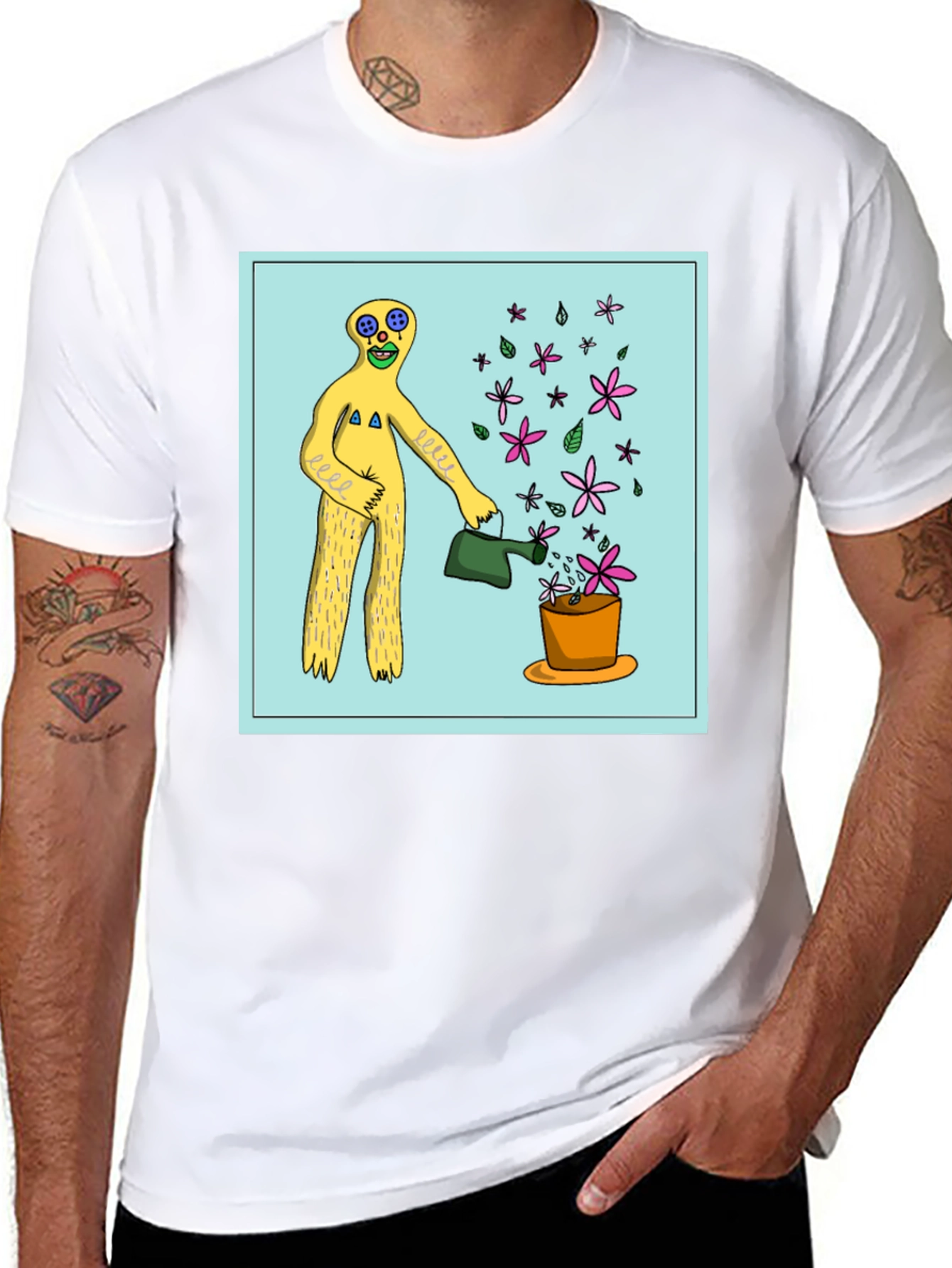 Black Surreal Gardener Graphic T-Shirt - Black view 8