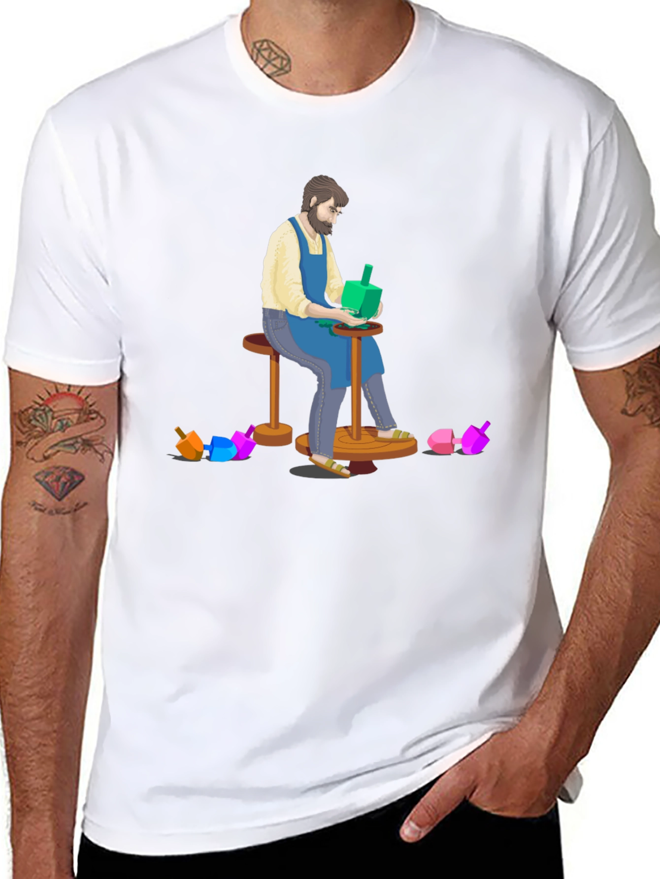 Black Artisan Dreidel Maker T-Shirt view 8