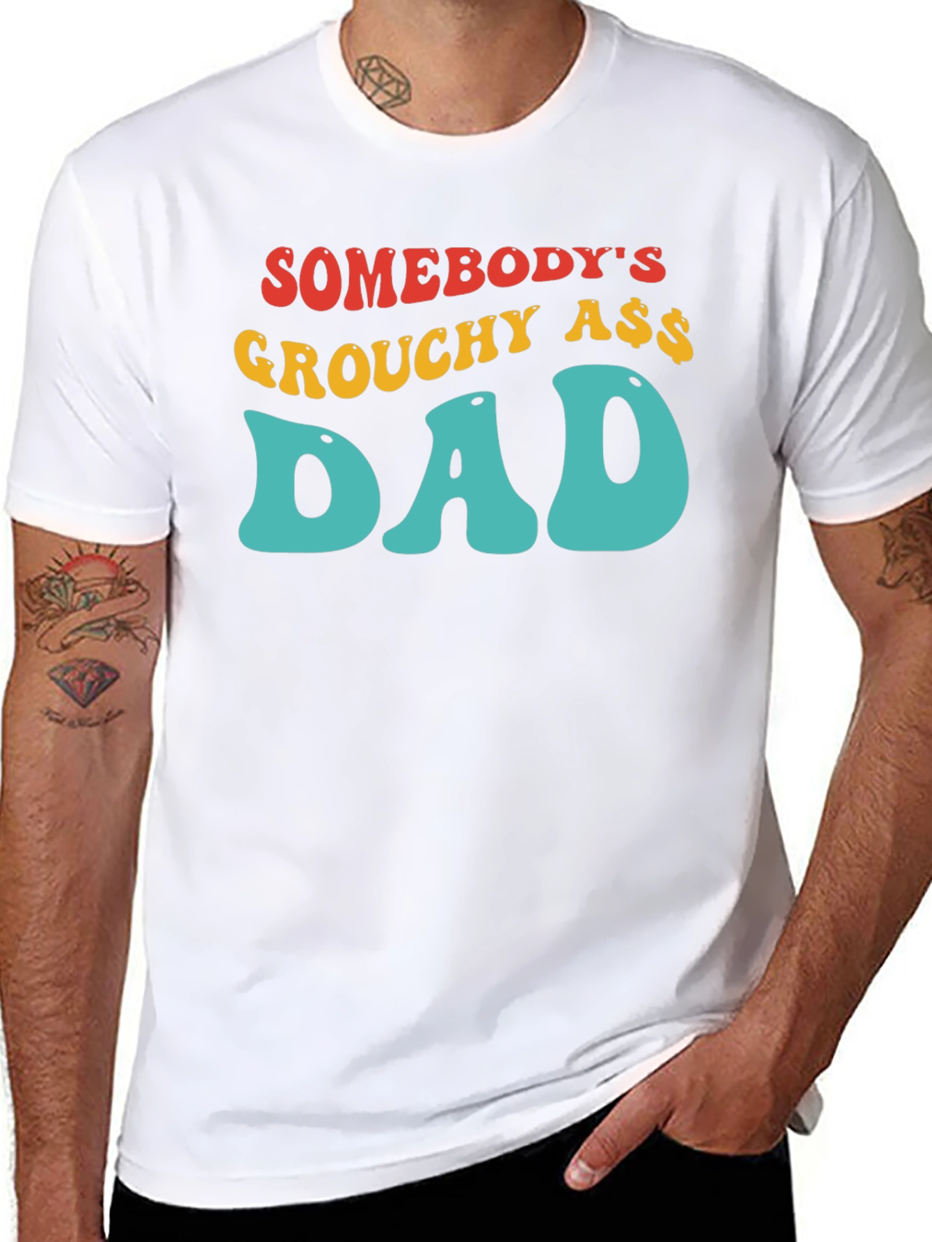 Black Grouchy Ass Dad T-Shirt - Black Cotton Tee view 8