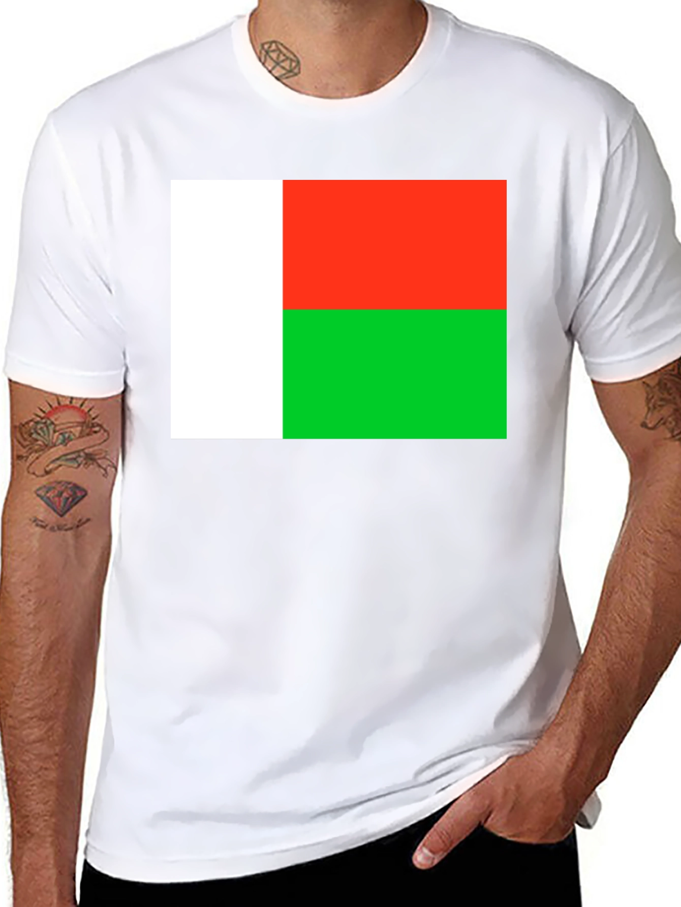 Black Madagascar Flag T-Shirt - Black Cotton Tee view 8